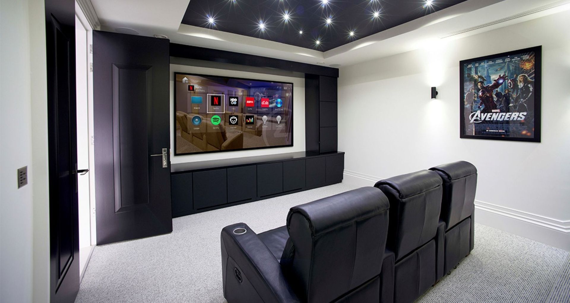A stylish home theatre setup by Next Group.
