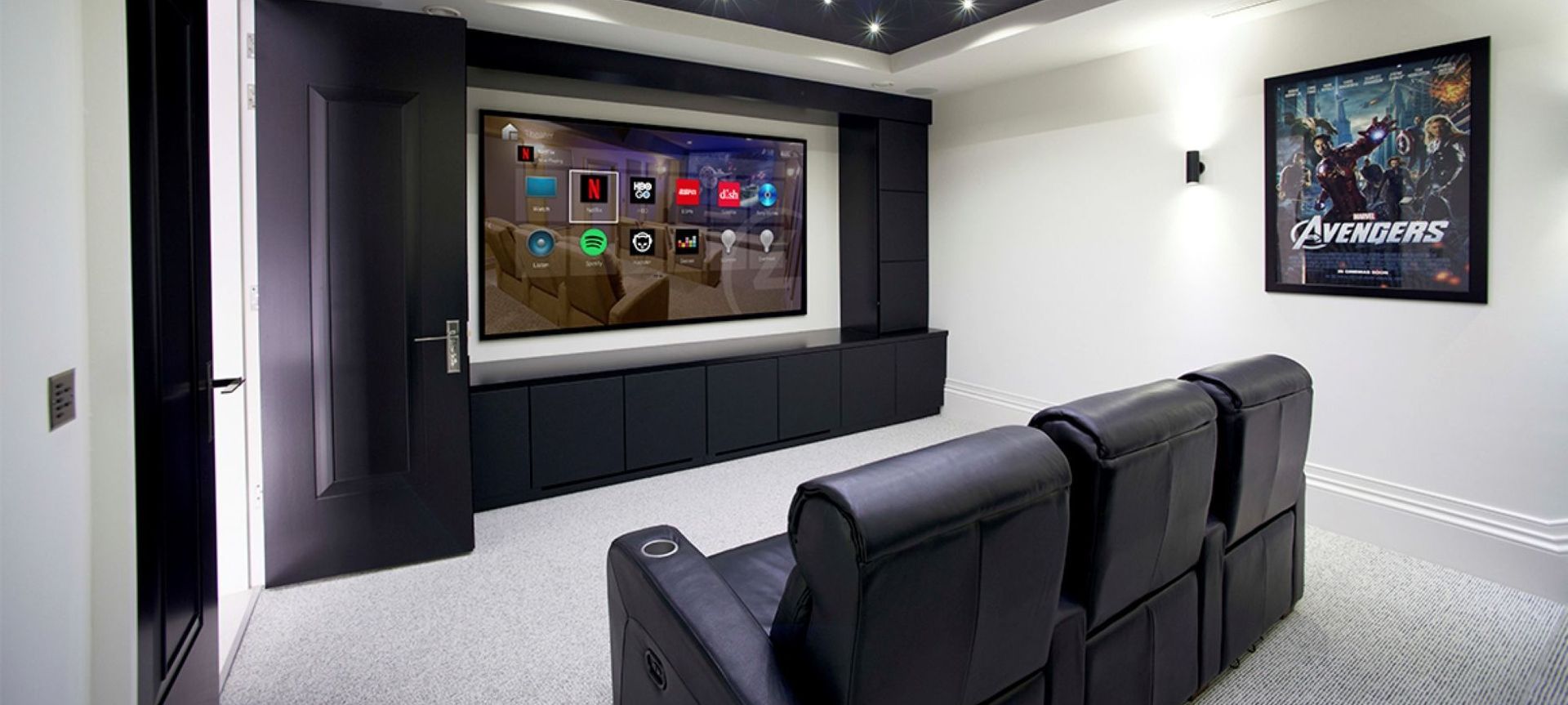 A stylish home theatre setup by Next Group.
