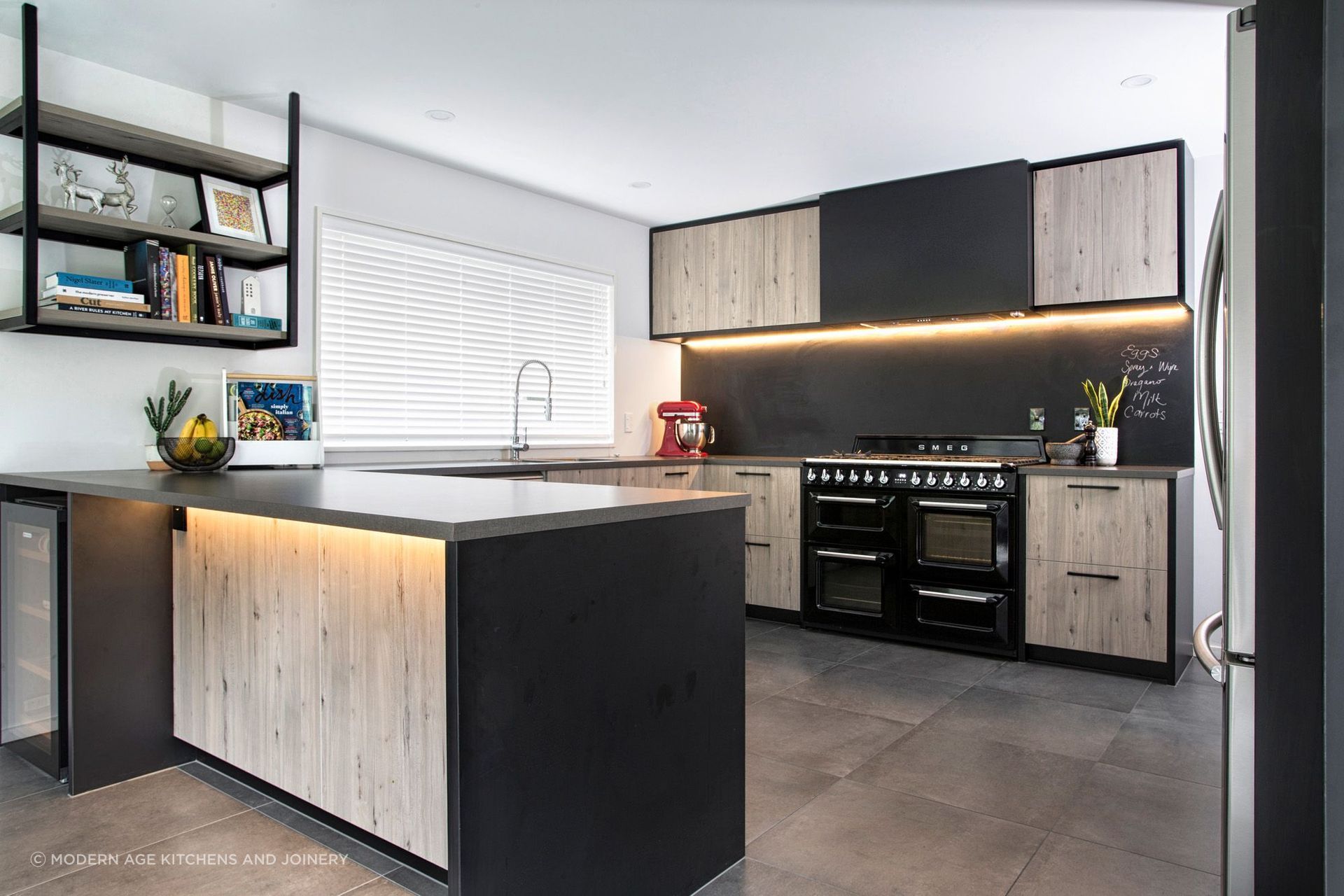 A handy and stylish chalkboard splashback in the modern Parklands Kitchen.