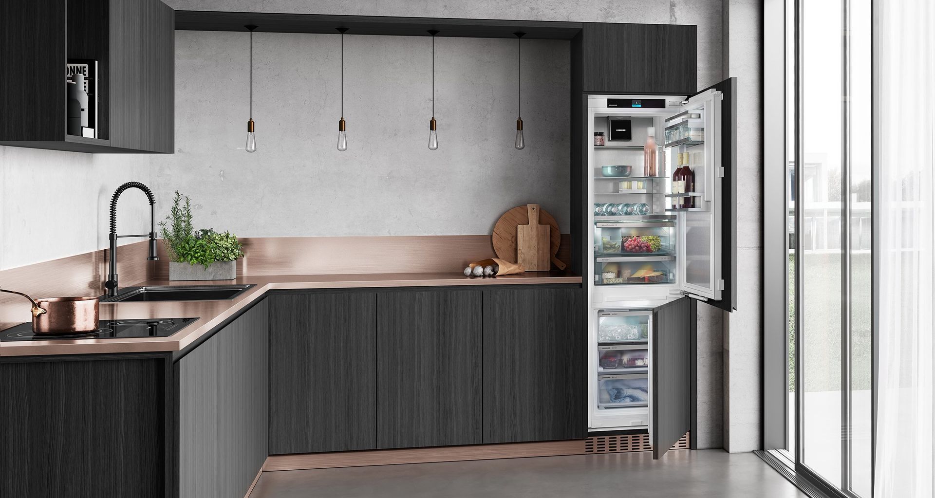 The ICBNh 5173 fully integrated fridge-freezer with HydroBreeze by Liebherr.