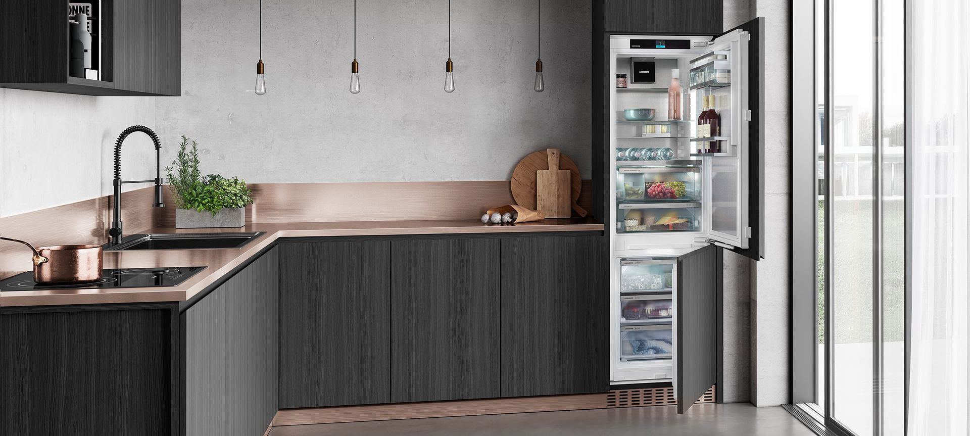 The ICBNh 5173 fully integrated fridge-freezer with HydroBreeze by Liebherr.