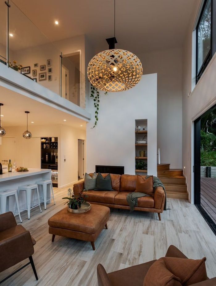 The double height void creates a sense of space, necessary for a home with a small footprint.