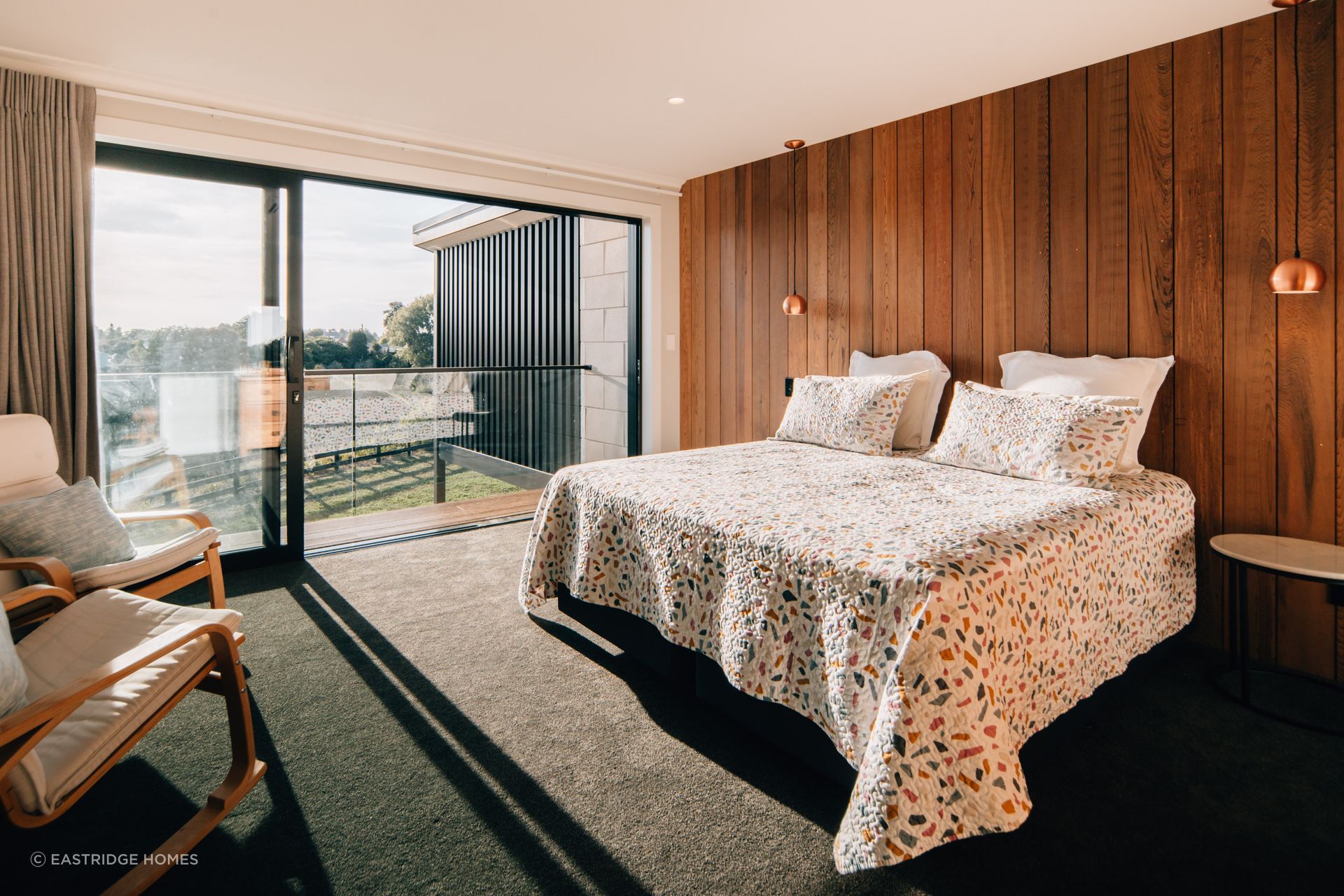 Nicely patterned bedding, seen here in the amazing East Ridge Grove Project, can give you a bright start to the day.