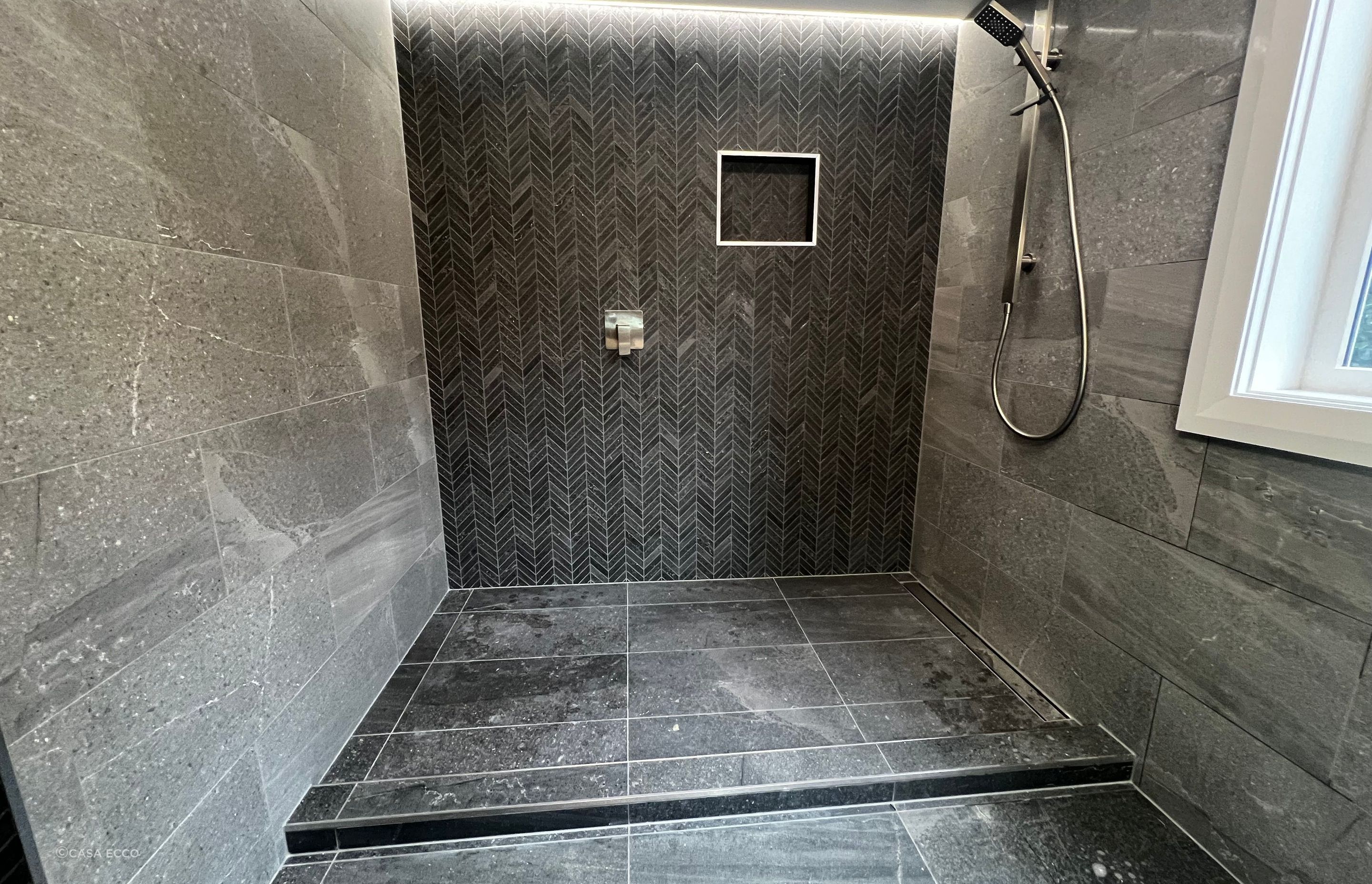 In tiled wet areas, tiling expertise is essential.