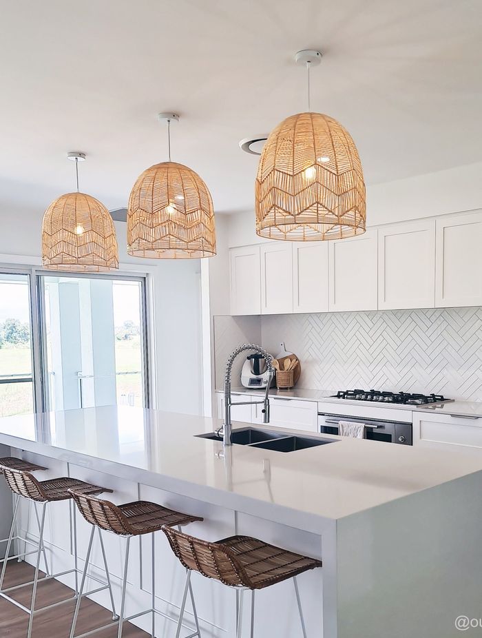 Natural Rattan Lace Pendant Light - Amalfi - 2 Sizes By Ivory & Deene