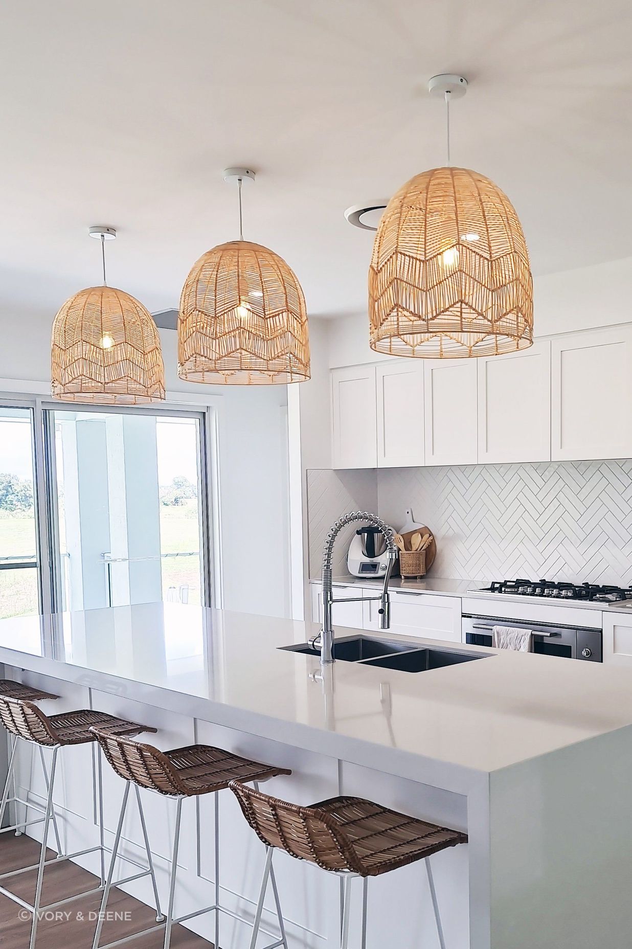 Natural Rattan Lace Pendant Light - Amalfi - 2 Sizes By Ivory & Deene