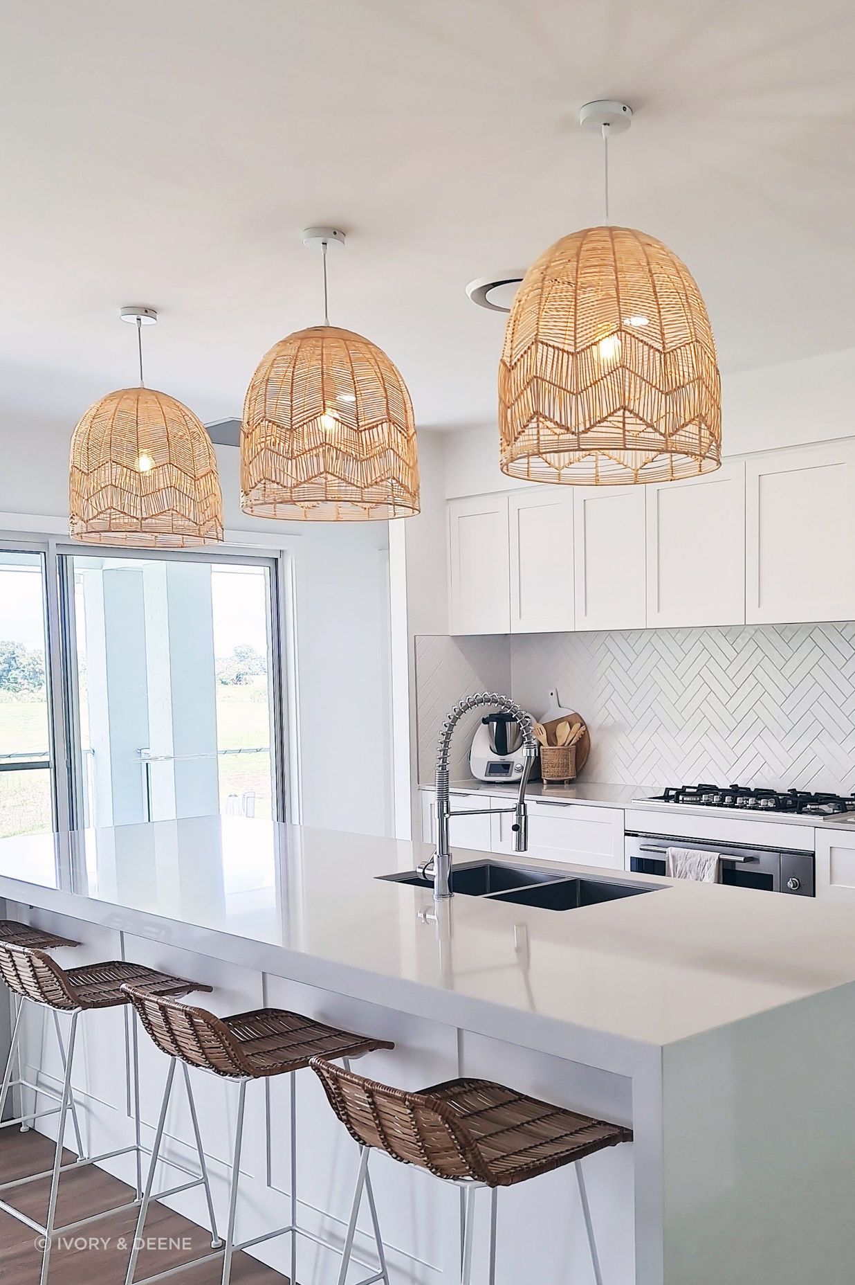 Natural Rattan Lace Pendant Light - Amalfi - 2 Sizes By Ivory & Deene