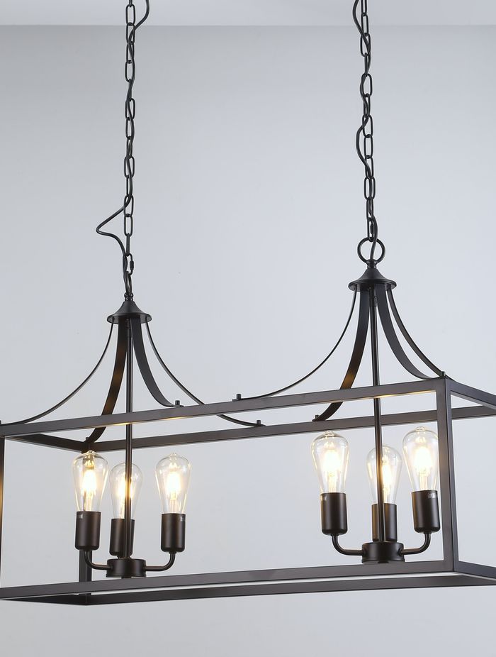 Langham | Hampton Style Dining Room Pendant Light - Black by Ivory & Deene