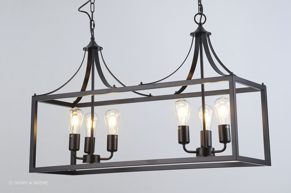 Langham | Hampton Style Dining Room Pendant Light - Black by Ivory &amp; Deene