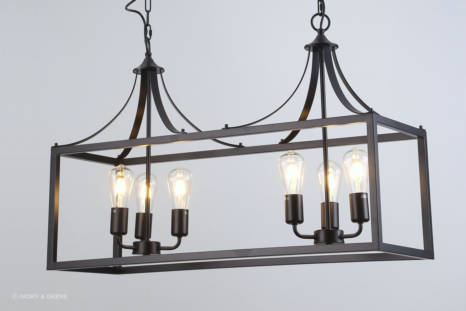 Langham | Hampton Style Dining Room Pendant Light - Black by Ivory & Deene