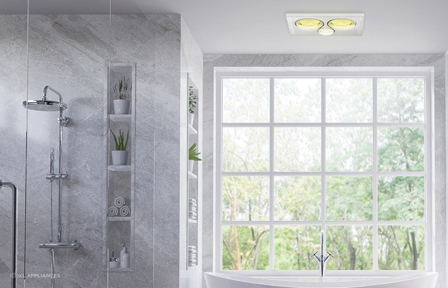 Heat lamps are a very popular option in New Zealand, seen here in the sophisticated IXL Tastic Triumph 2 in 1 Bathroom Heater.