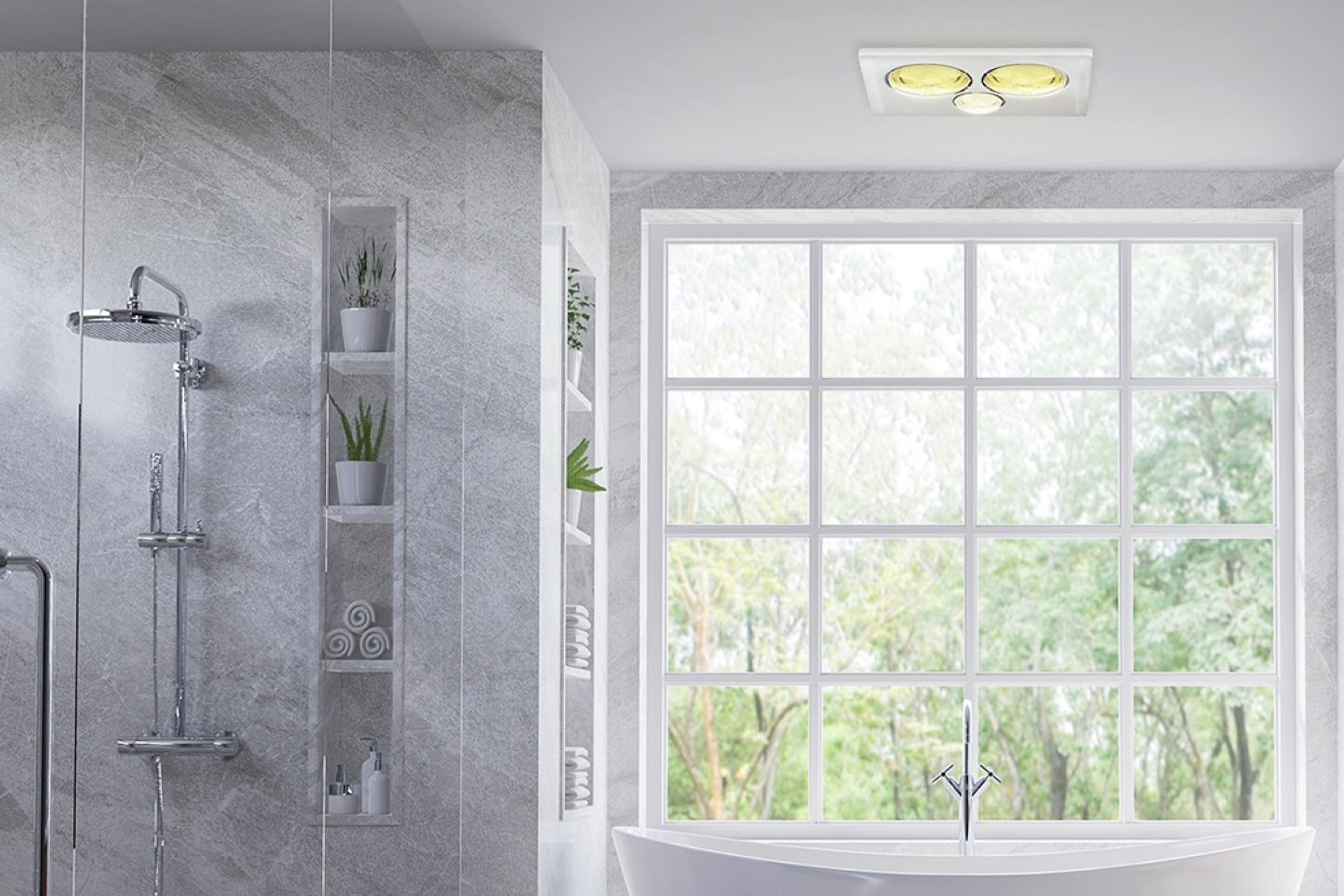 Heat lamps are a very popular option in New Zealand, seen here in the sophisticated IXL Tastic Triumph 2 in 1 Bathroom Heater.