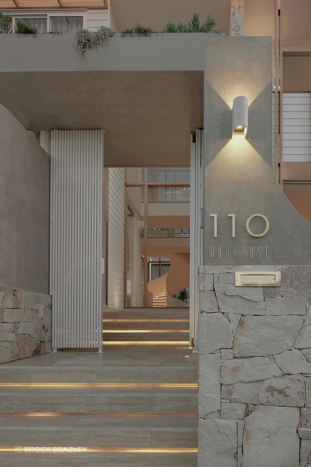 Sandstone walls cladding is an excellent way to soften the exterior of a home.