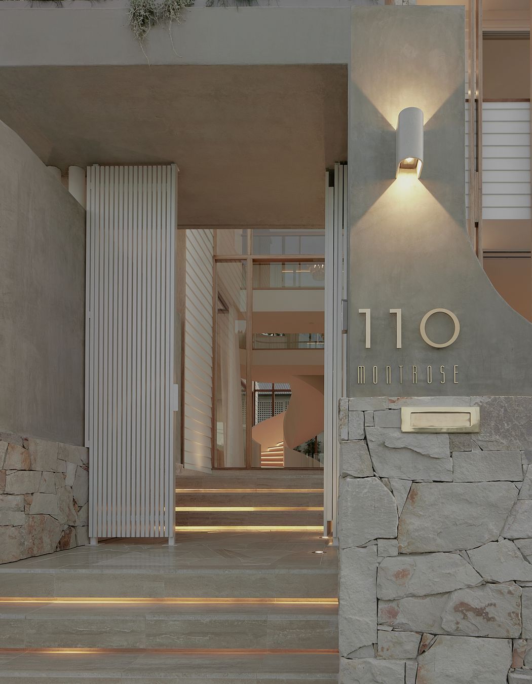 Sandstone walls cladding is an excellent way to soften the exterior of a home.