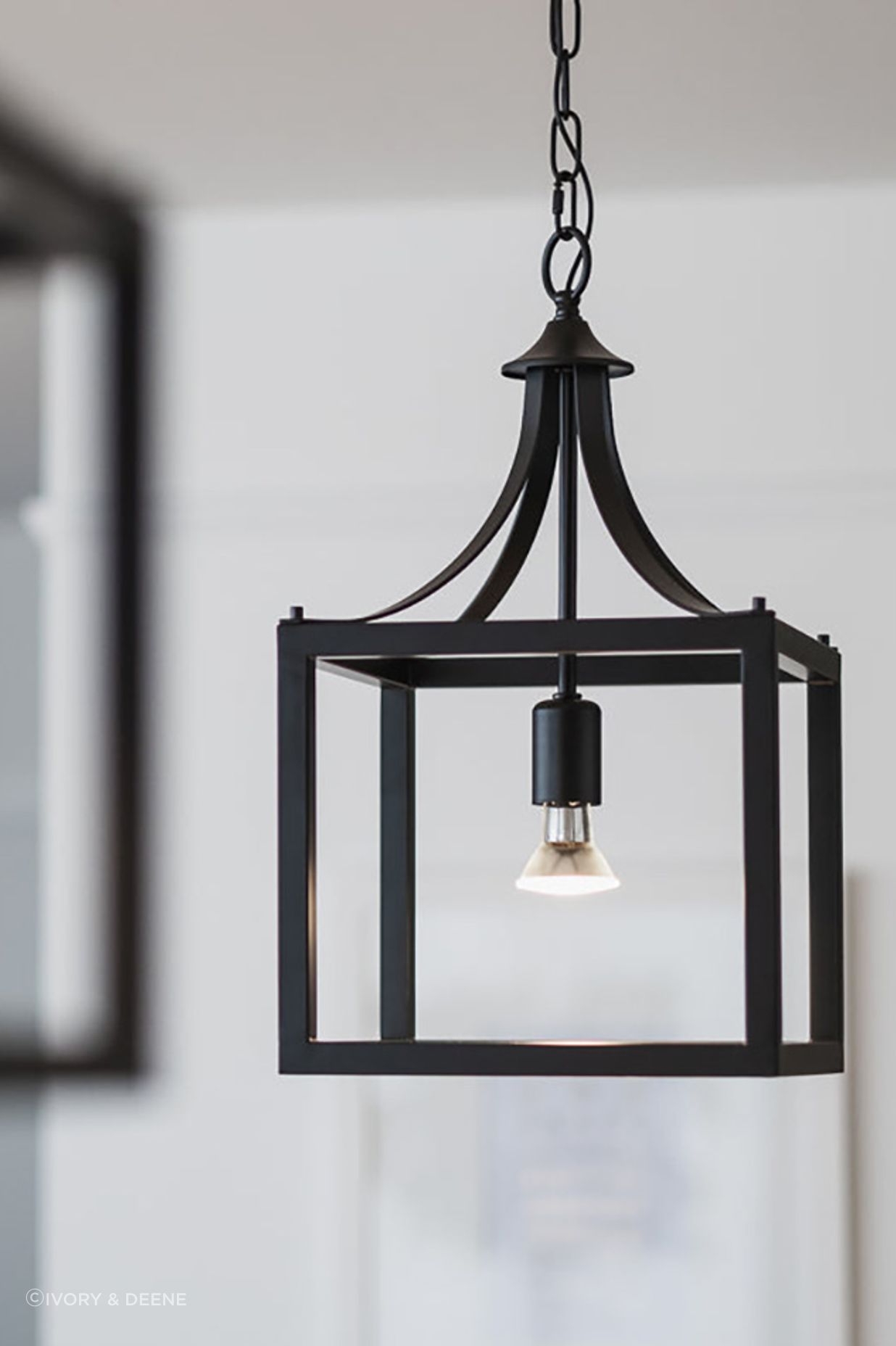 Langham | Hampton Style Lantern Pendant Light - Black (Longer Chain)
By Ivory & Deene