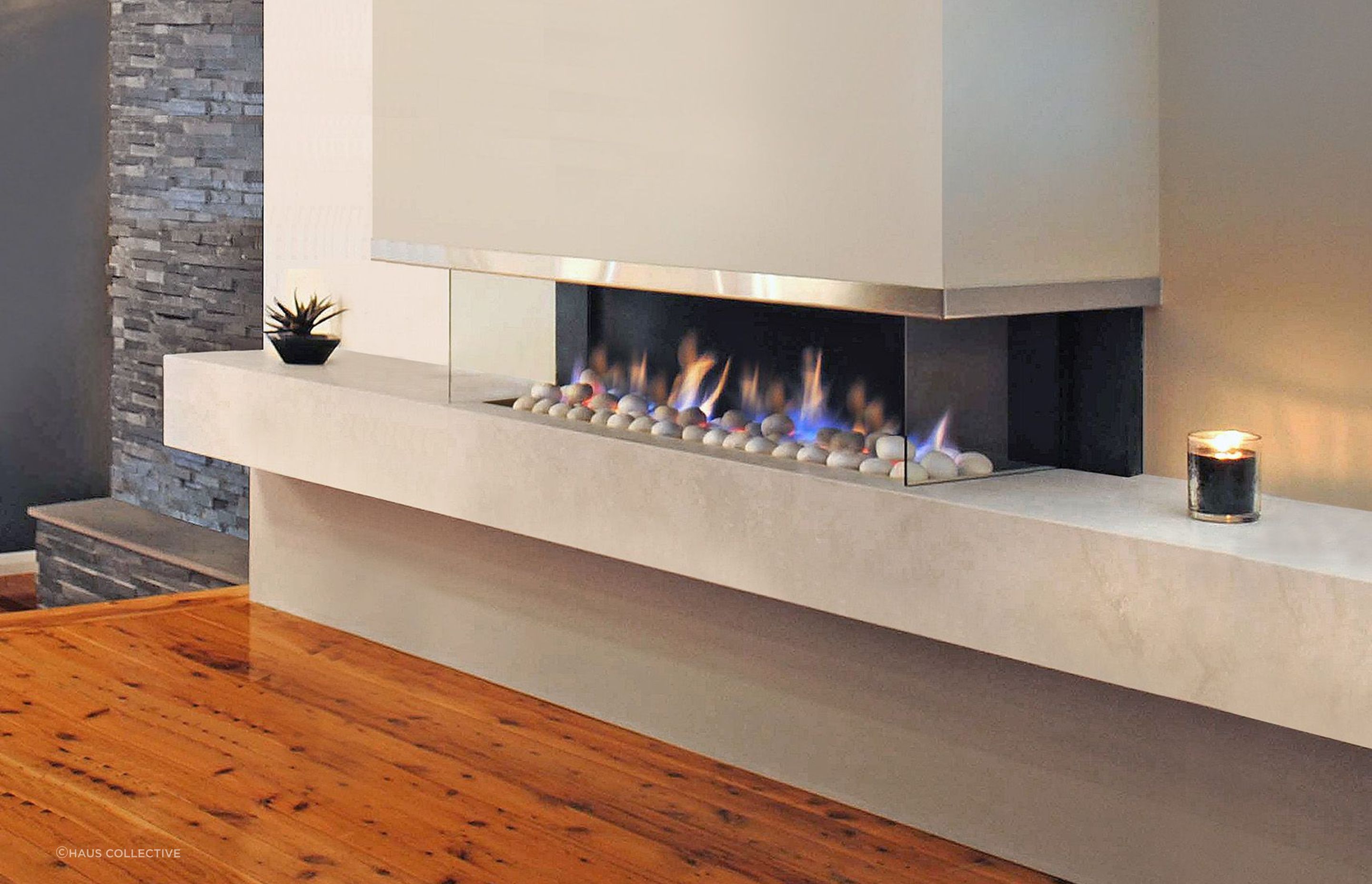 Modern electric fireplaces bring style and functionality together. Featured product: Jetmaster Cantilever Gas Fireplace 1100.