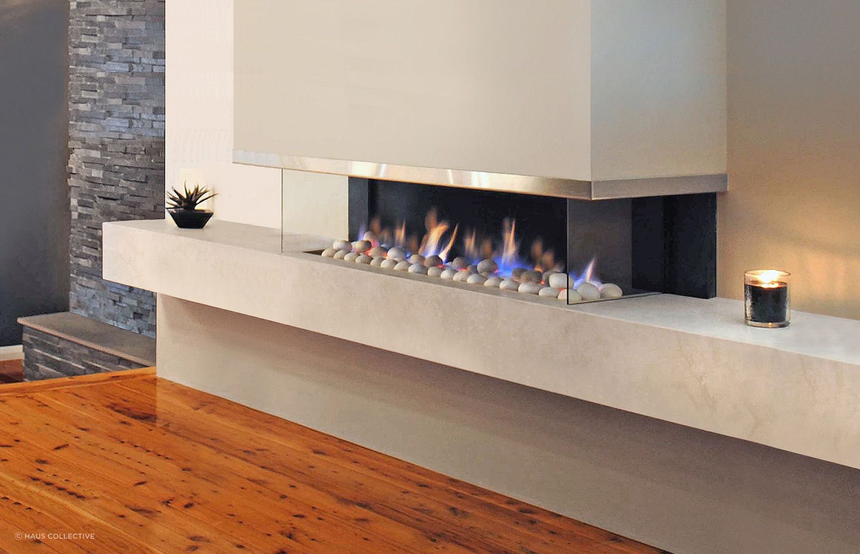 Modern electric fireplaces bring style and functionality together. Featured product: Jetmaster Cantilever Gas Fireplace 1100.