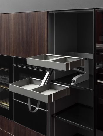 The Karlo is the best way to make the most of high storage space, designed to be pulled down to reveal the drawers in one smooth motion.