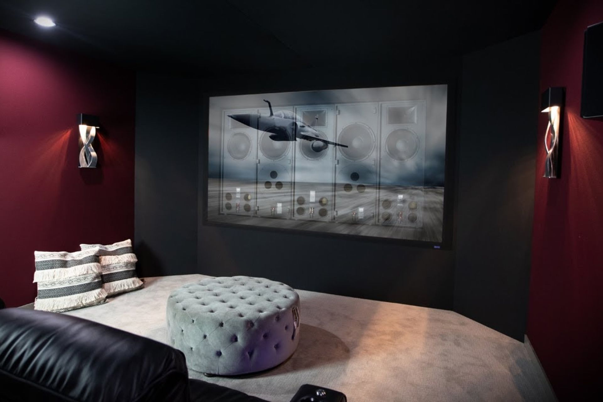 Flexible seating is a key element of a modern home theatre layout, seen here with the Klipsch RC-122 BTS “Behind The Screen” Speaker System from Rapallo.