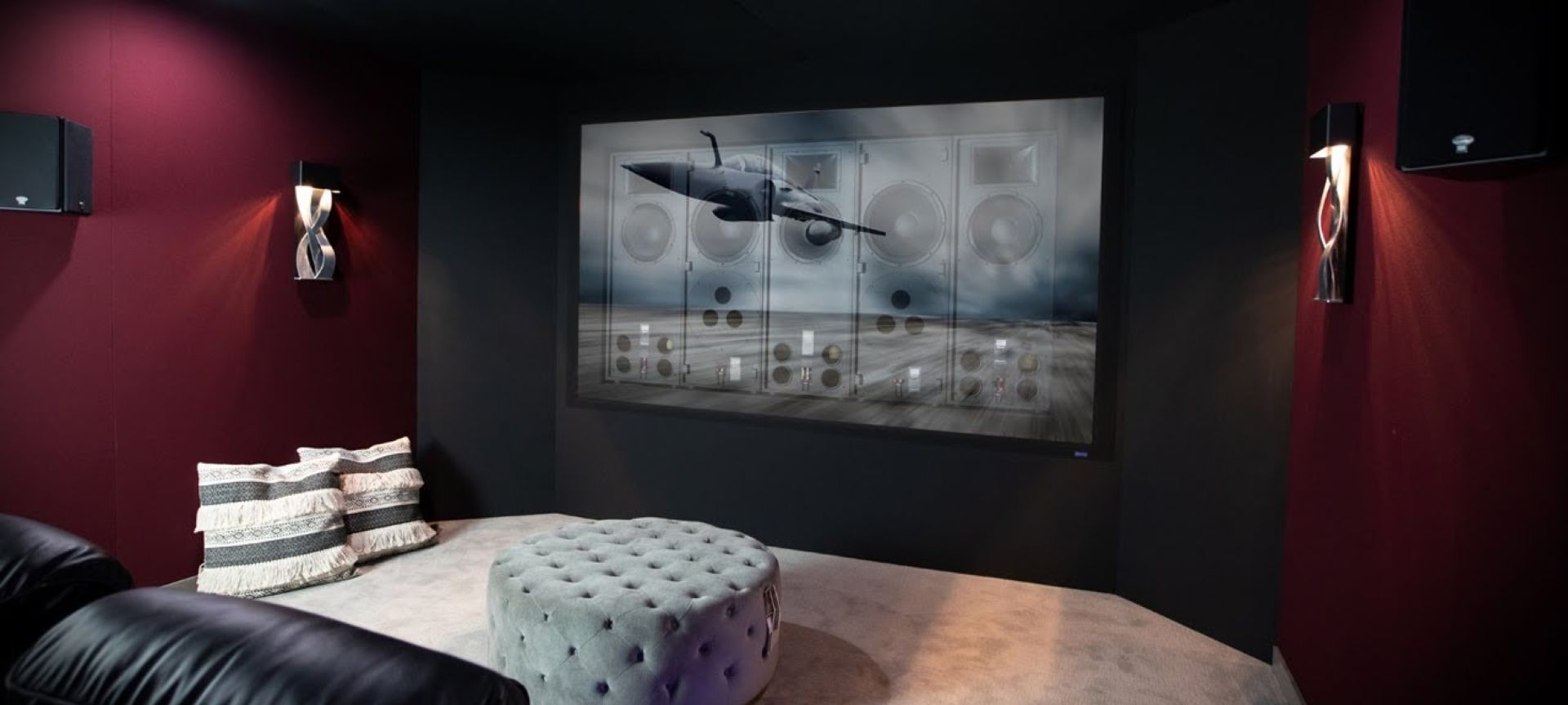 The innovative Klipsch RC-122 BTS “Behind The Screen” Speaker System with 18” high output polyfiber cinema subwoofer drivers.