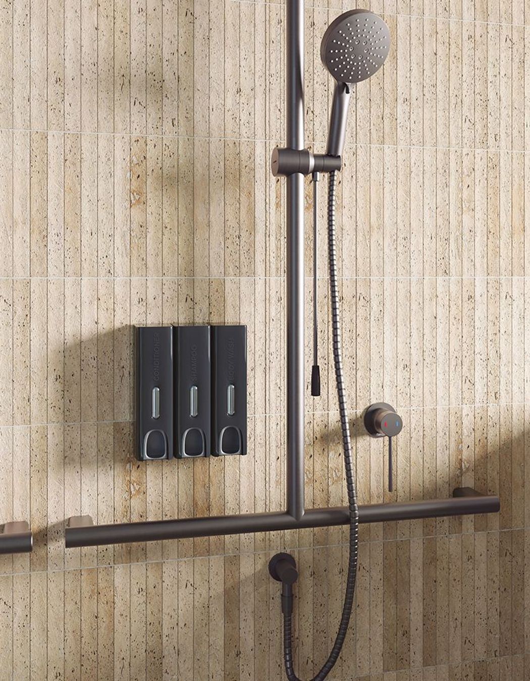 The Kaya Care Wall Mixer from Fienza is a great choice for an open space.