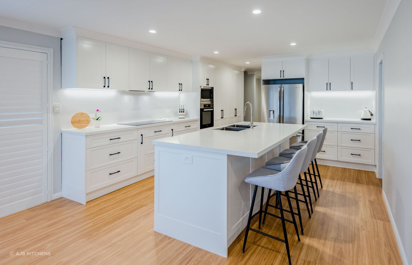 LED kitchen lights providing ample light in a kitchen, while helping a homeowner keep their bills down.