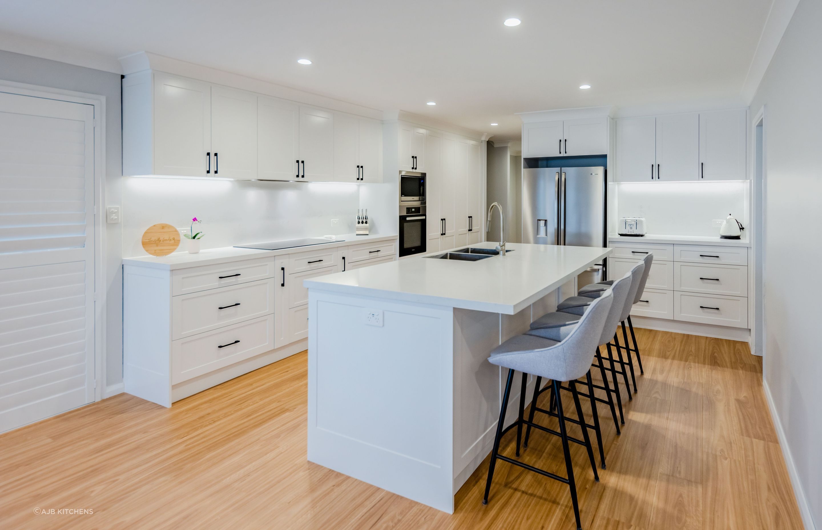 LED kitchen lights providing ample light in a kitchen, while helping a homeowner keep their bills down.
