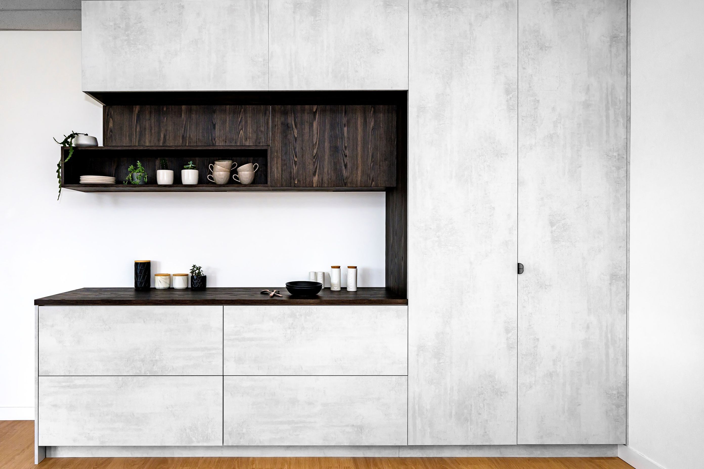 Melamine panels are available in a range of styles and finishes, as seen with these exquisite LOOKCRETE® Melamine Panels by Sage Doors.