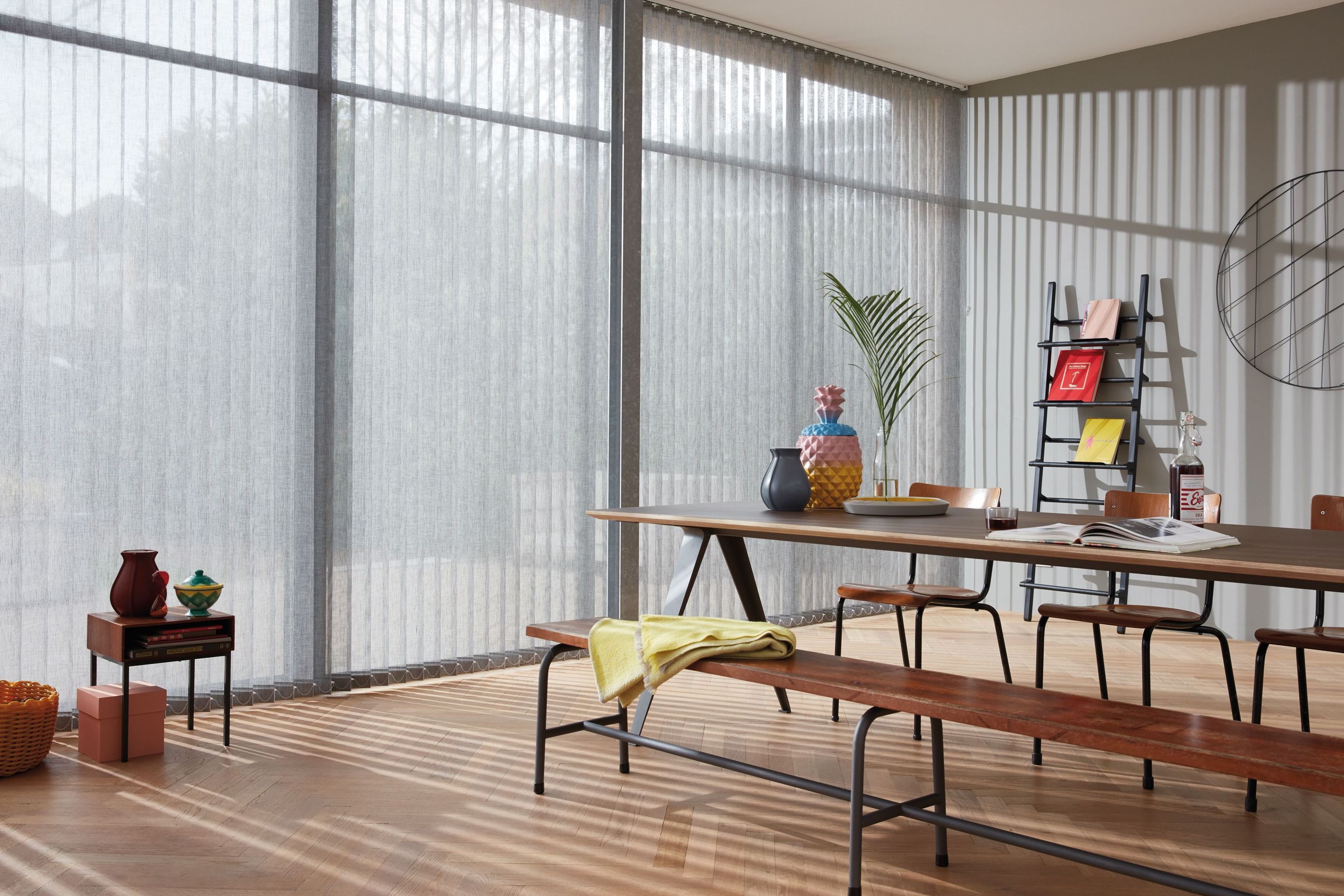 These LUXAFLEX® Light Filtering Vertical Blinds by Guthrie Bowron shows how you can infuse style into your space.