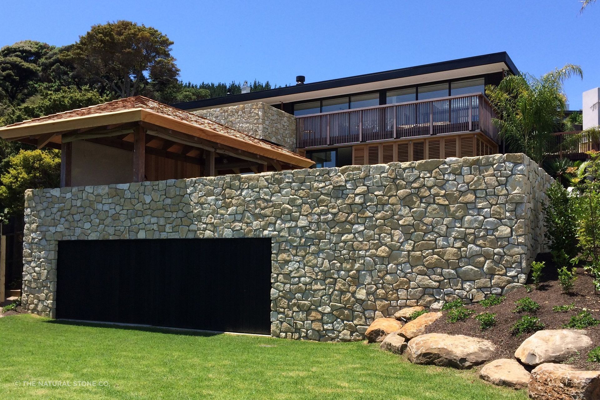 A stunning retreat in Lang's Beach featuring limestone cladding from Island Stone.