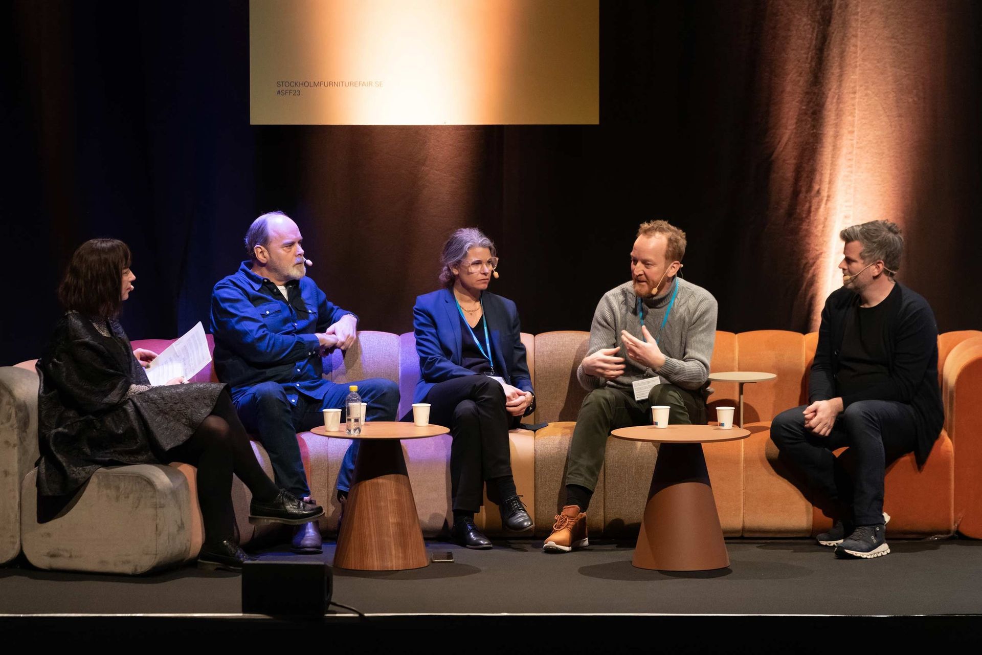 L-R: Moderator Isabelle McAllister, Kristoffer Lundholm Head of Sustainability Sally by EY Doberman, Emma Olbers, Designer, Christian Lodgaard Senior Vice President Flokk Design, Shawn McKell Chief Strategy Officer Doconomy