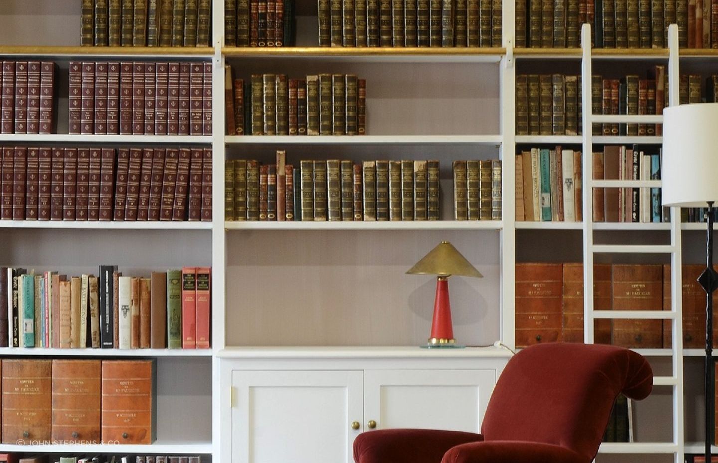 Organisation is fundamental to good styling, seen here with the Library Bookcase from John Stephens &amp; Co.