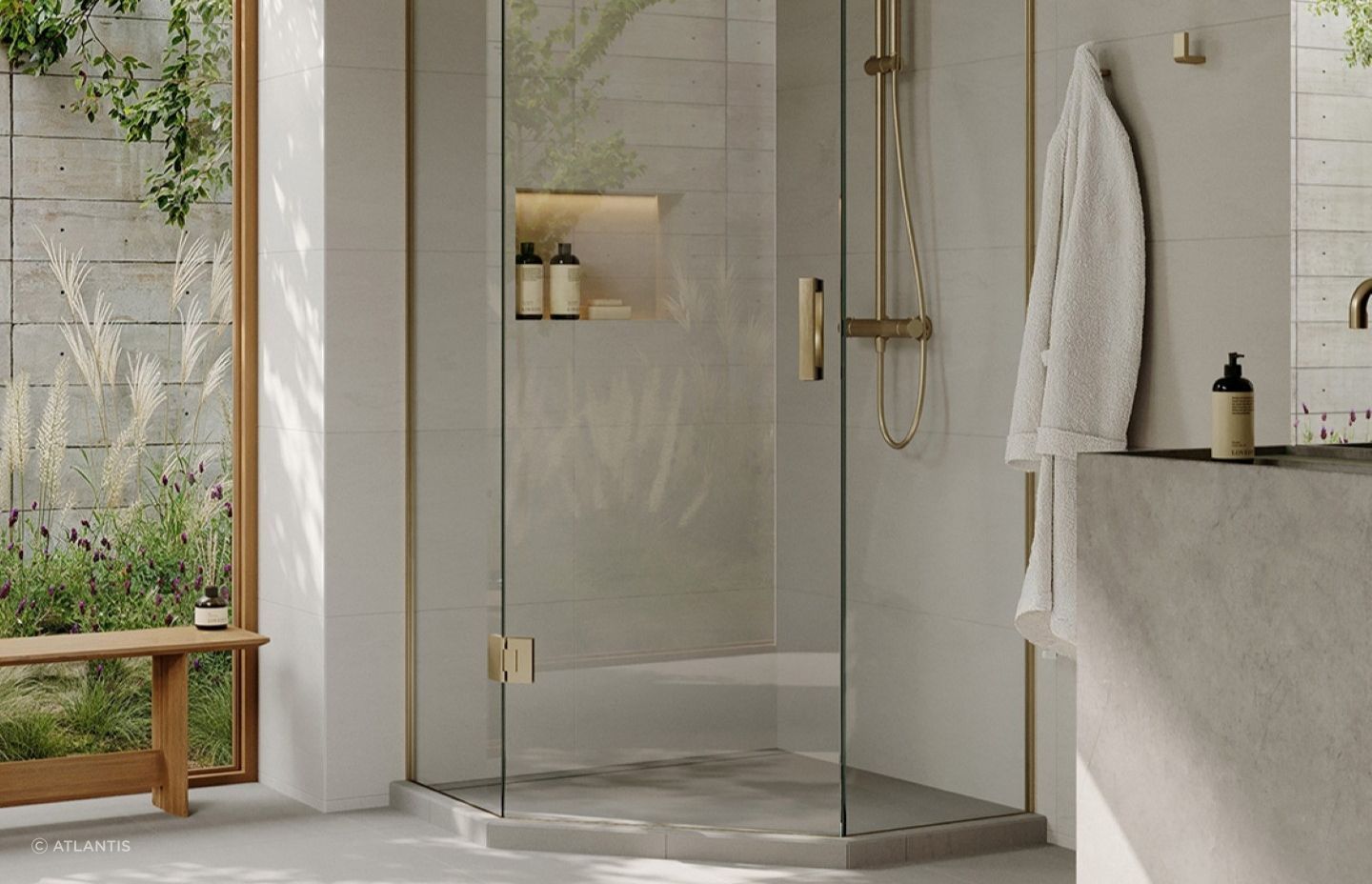 Solutions like the Linea Quattro Tiled Shower
by Atlantis facilitate customisable shapes like pentagonal enclosures.