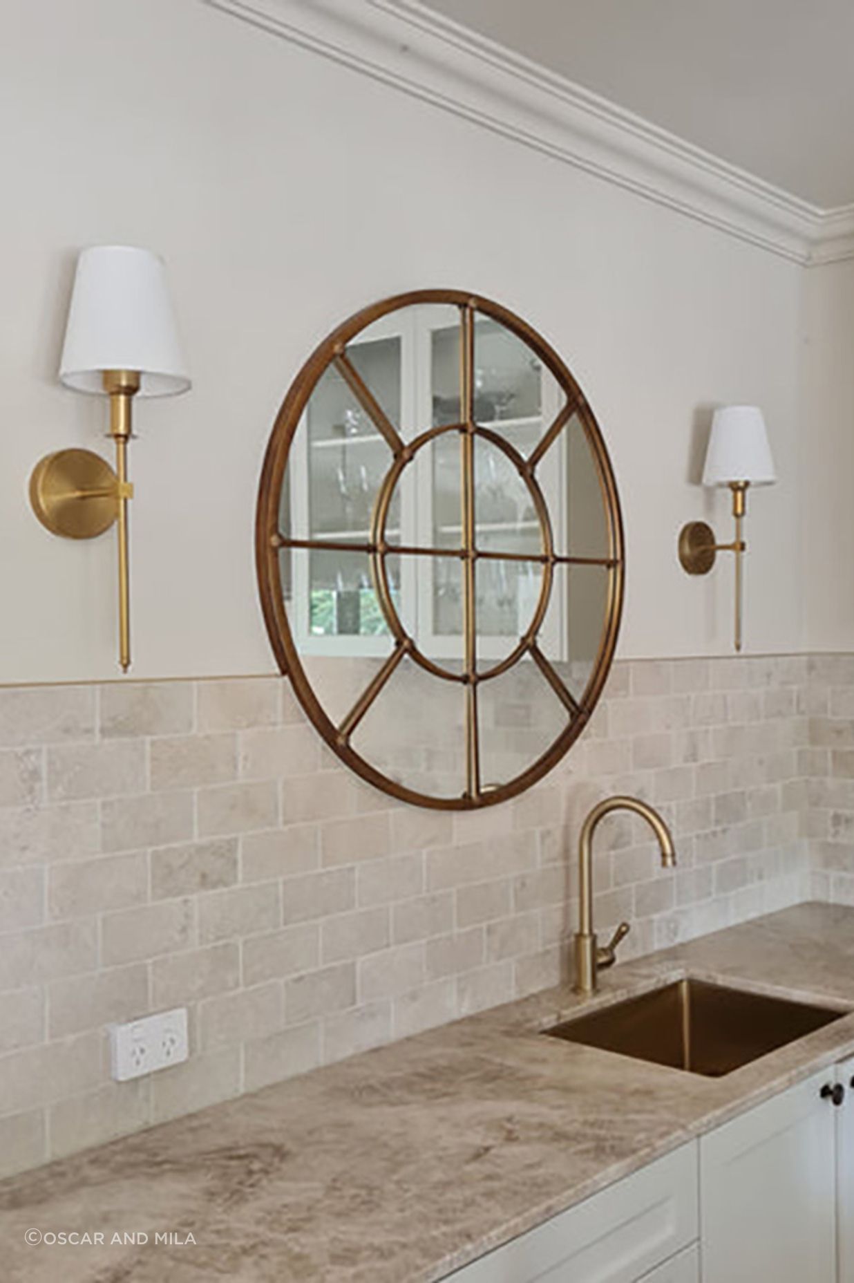Brass Wall Light II with White Shade
by Oscar and Mila