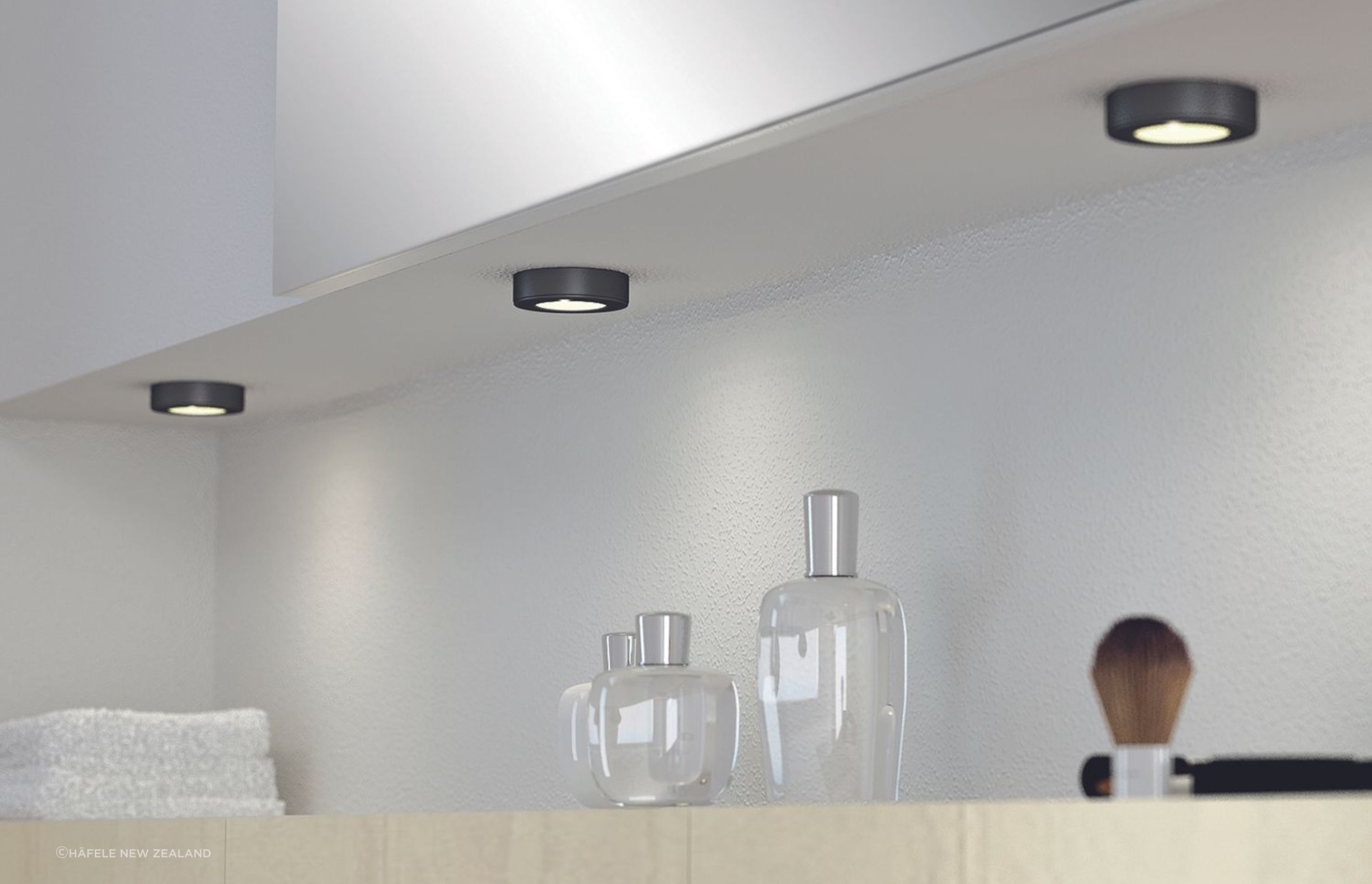 The Loox LED 2020 Downlight By Häfele New Zealand can be used in wet rooms with its IP44 degree of protection.