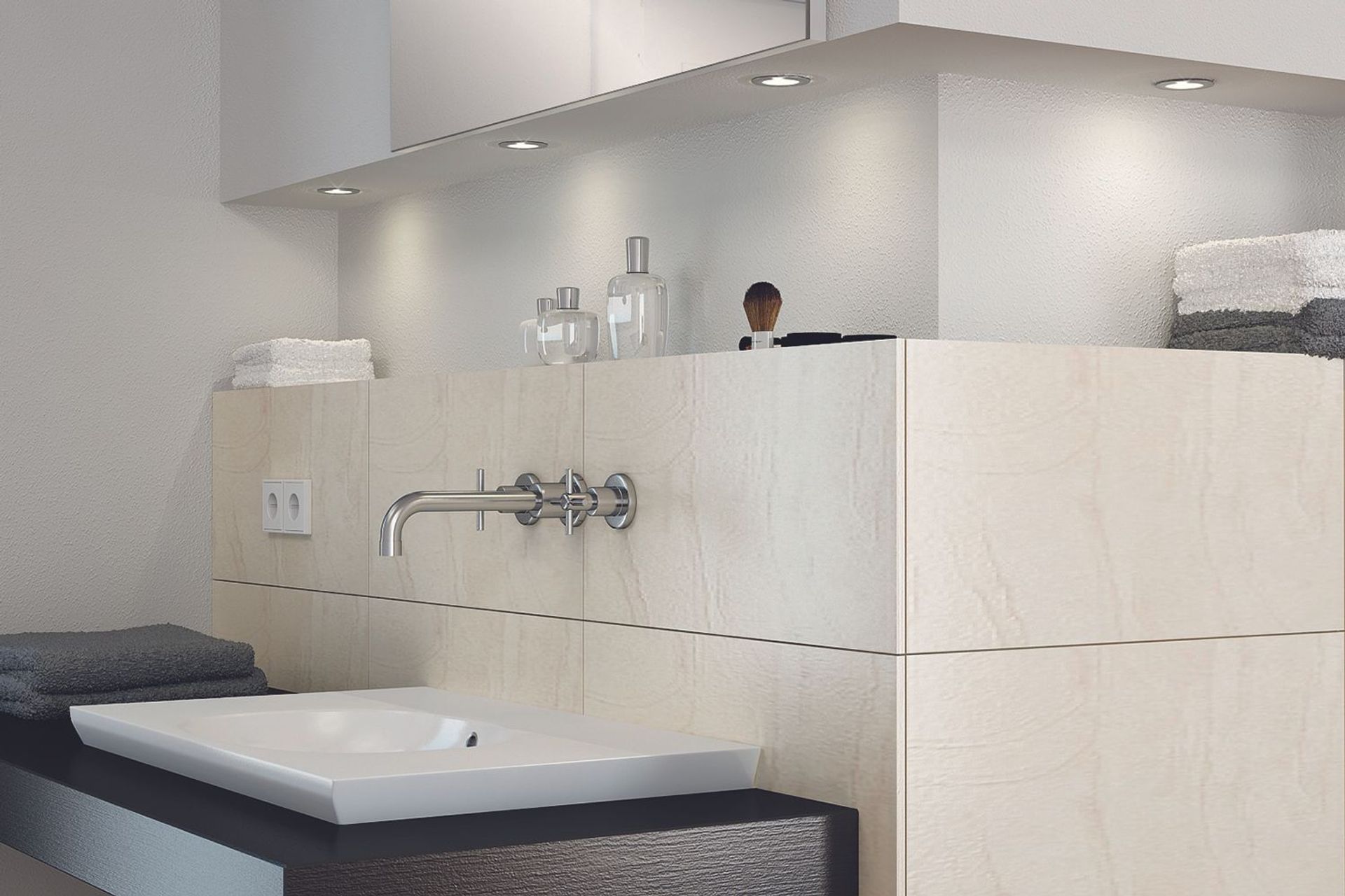 A clever and stylish use of Loox LED 2020 Downlights from Häfele New Zealand.