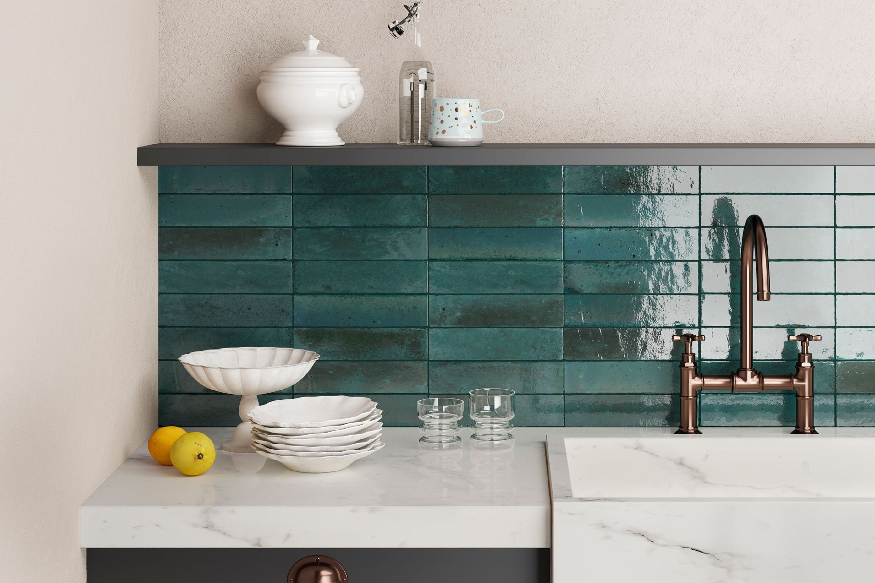Porcelain tiles, like the Lume Wall Tiles, are strong, have high water resistance and are easy to clean and maintain.