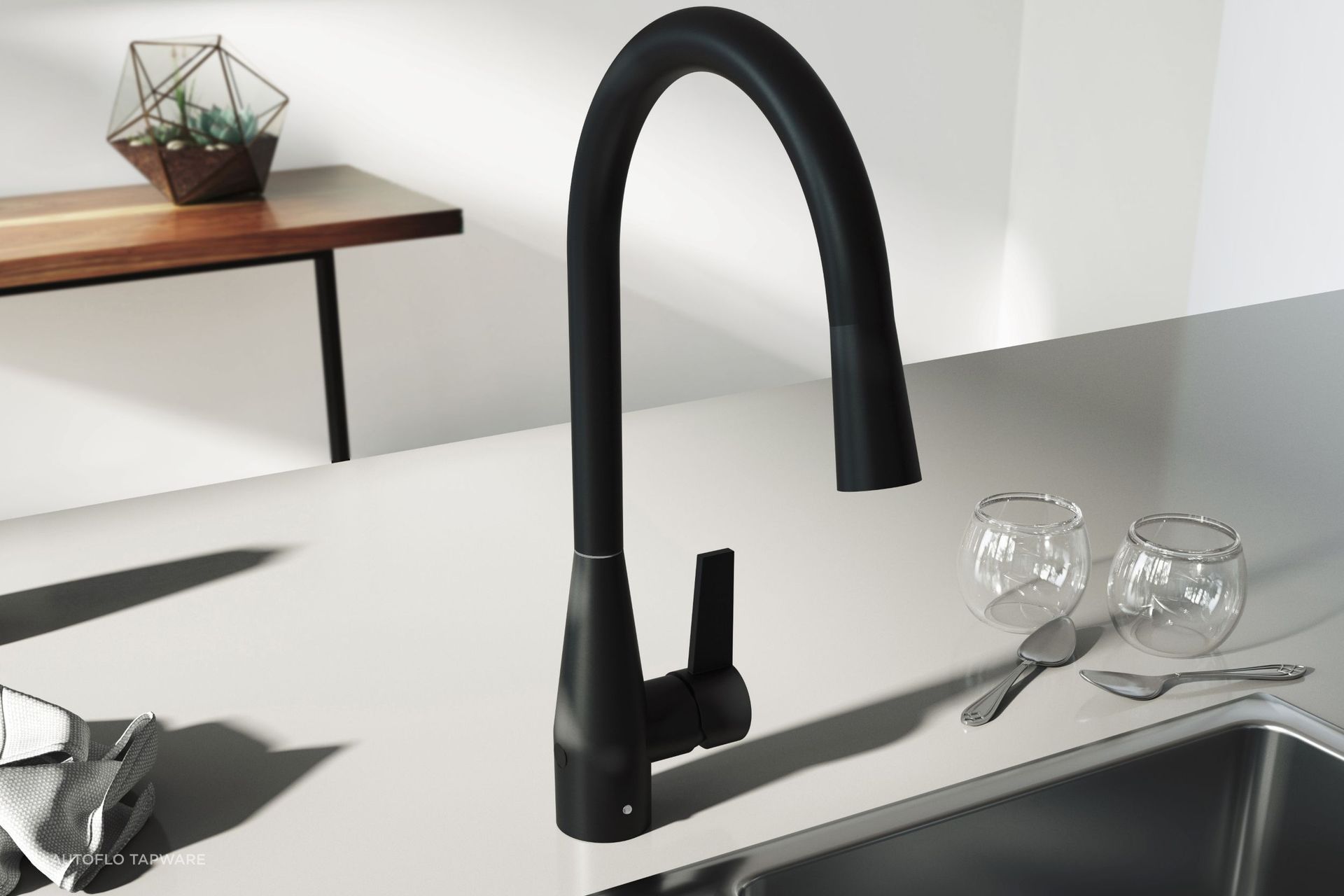 Options like the Memo Sia Sensor Gooseneck Sink Mixer Tap are perfect for contemporary style homes.