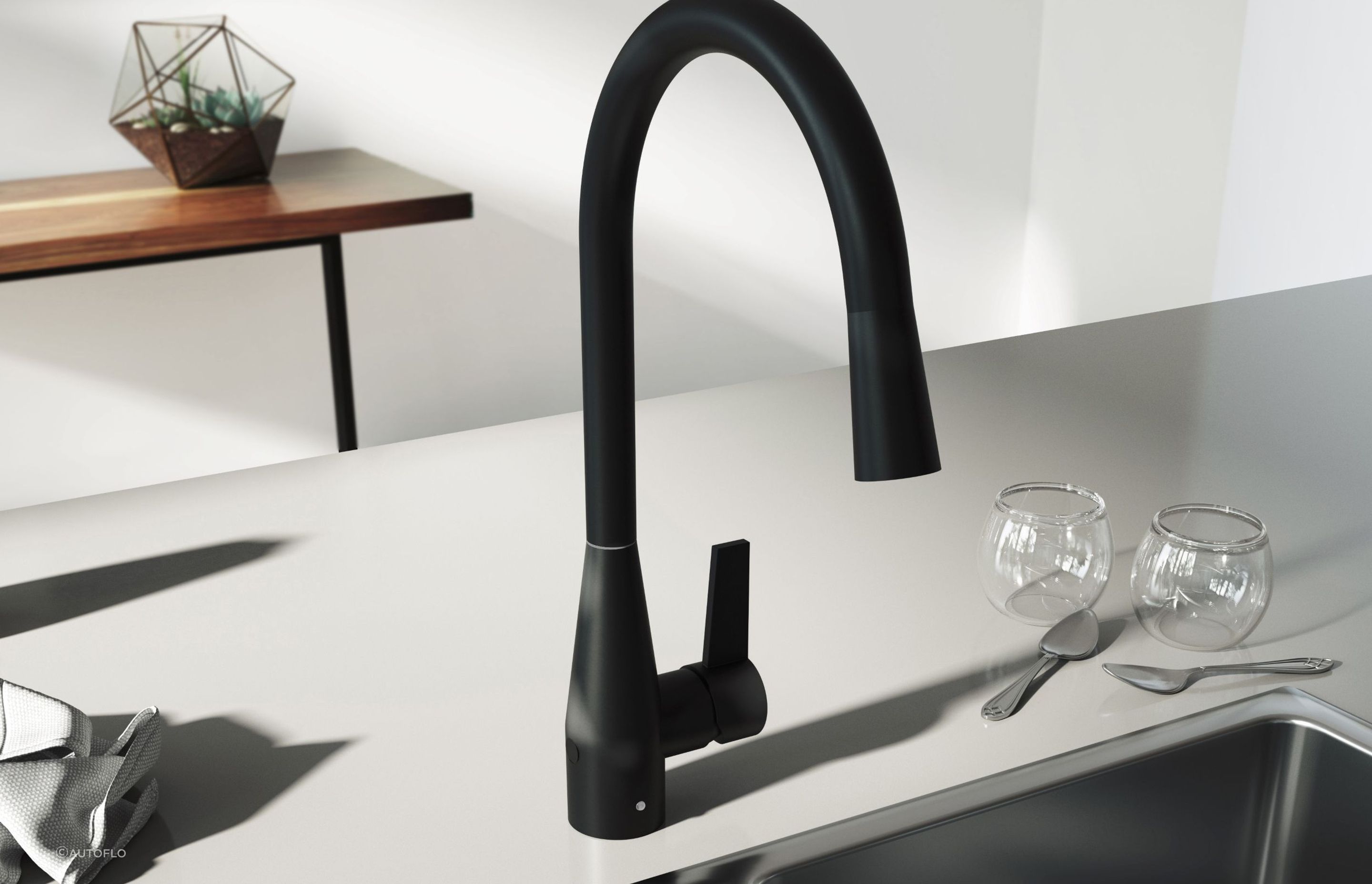 Options like the Memo Sia Sensor Gooseneck Sink Mixer Tap are perfect for contemporary style homes.
