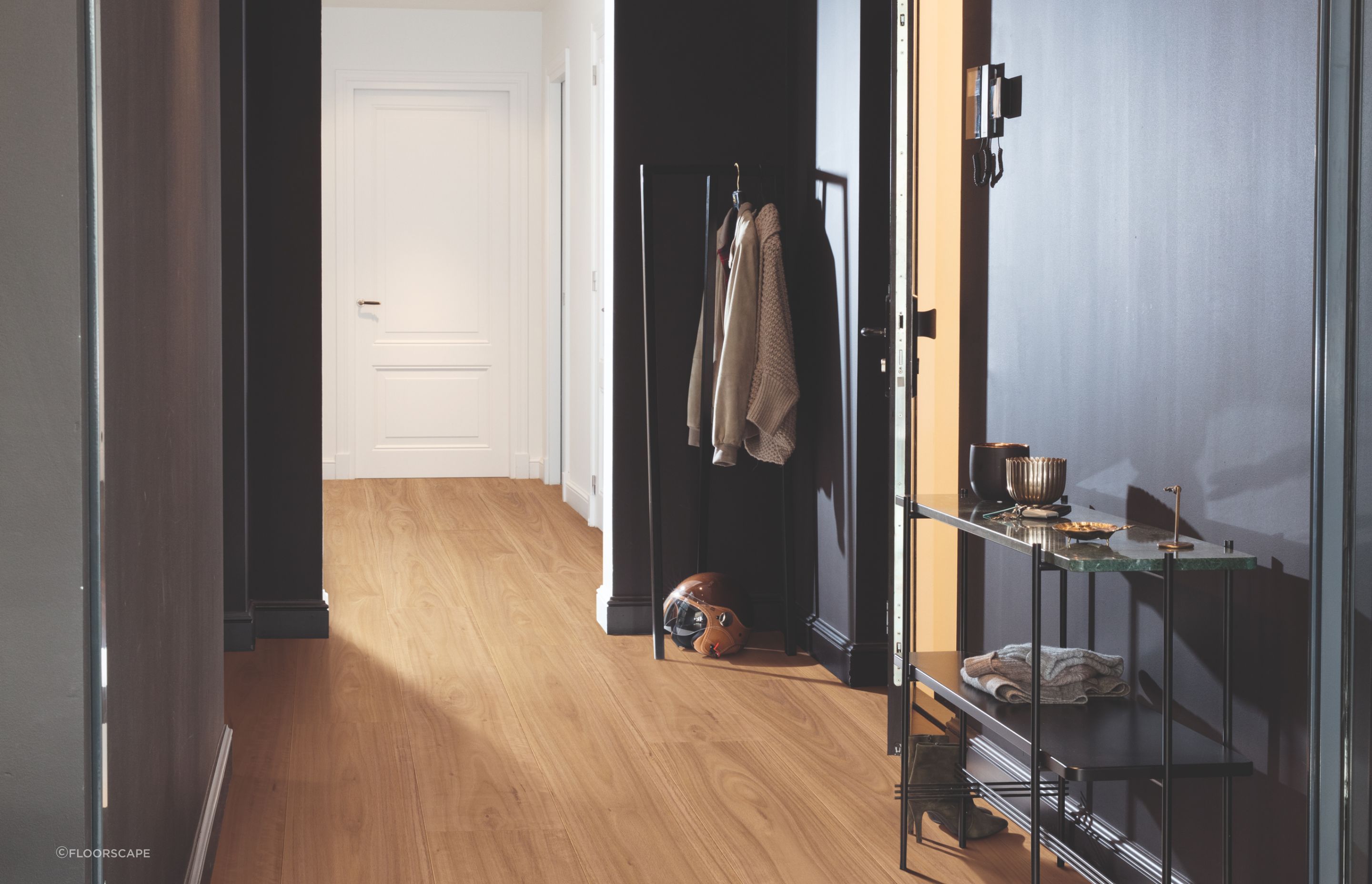 Light timber tones work in spaces with both dark and light decor.