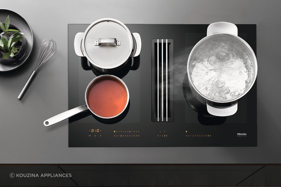 Options like the Miele Induction Cooktop with Integrated Extractor are sleek and full of advanced features.