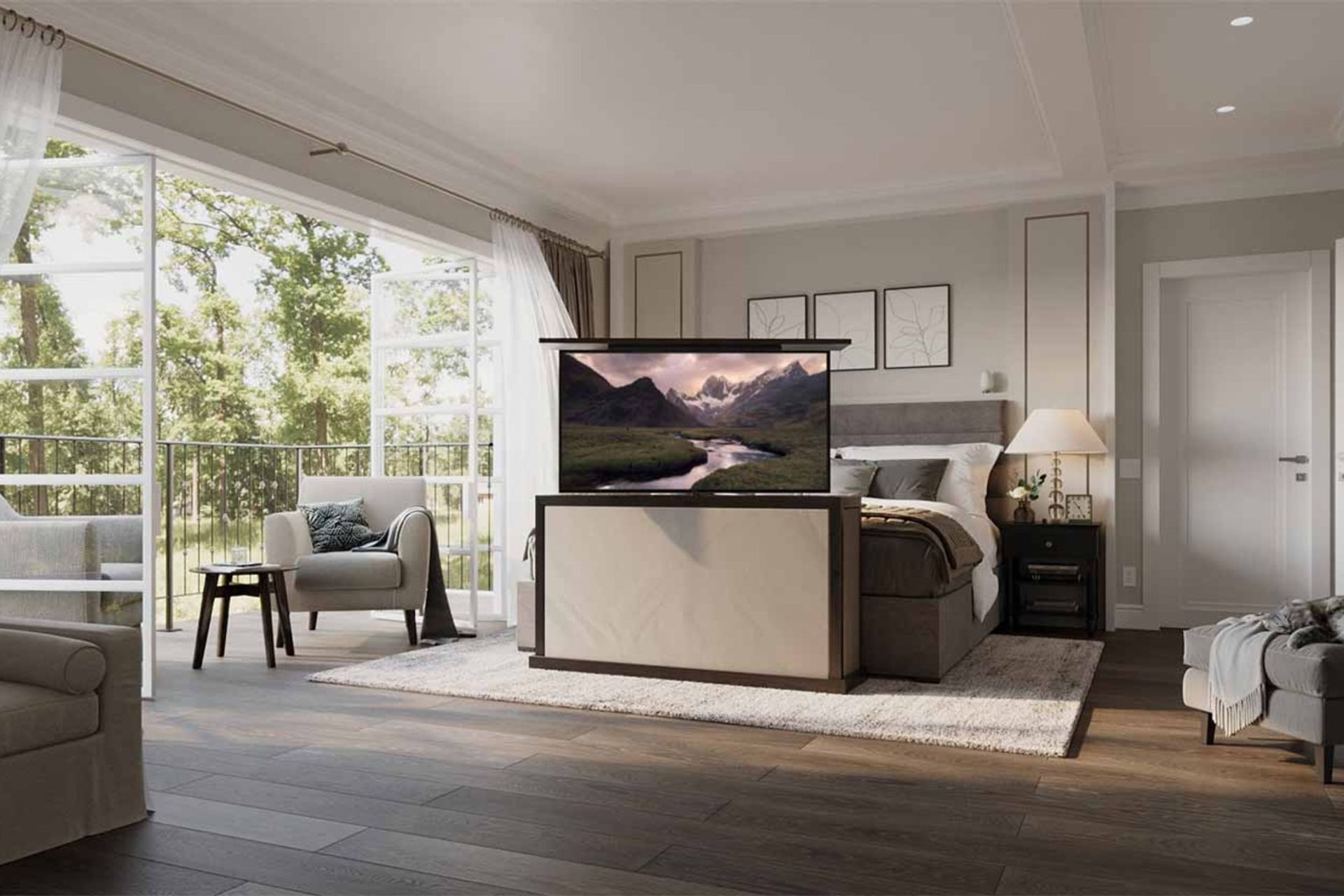 Solutions like the Nexus 21 Hidden TV Lift & Motorised Swivel are an elegant way to conceal your electronics.