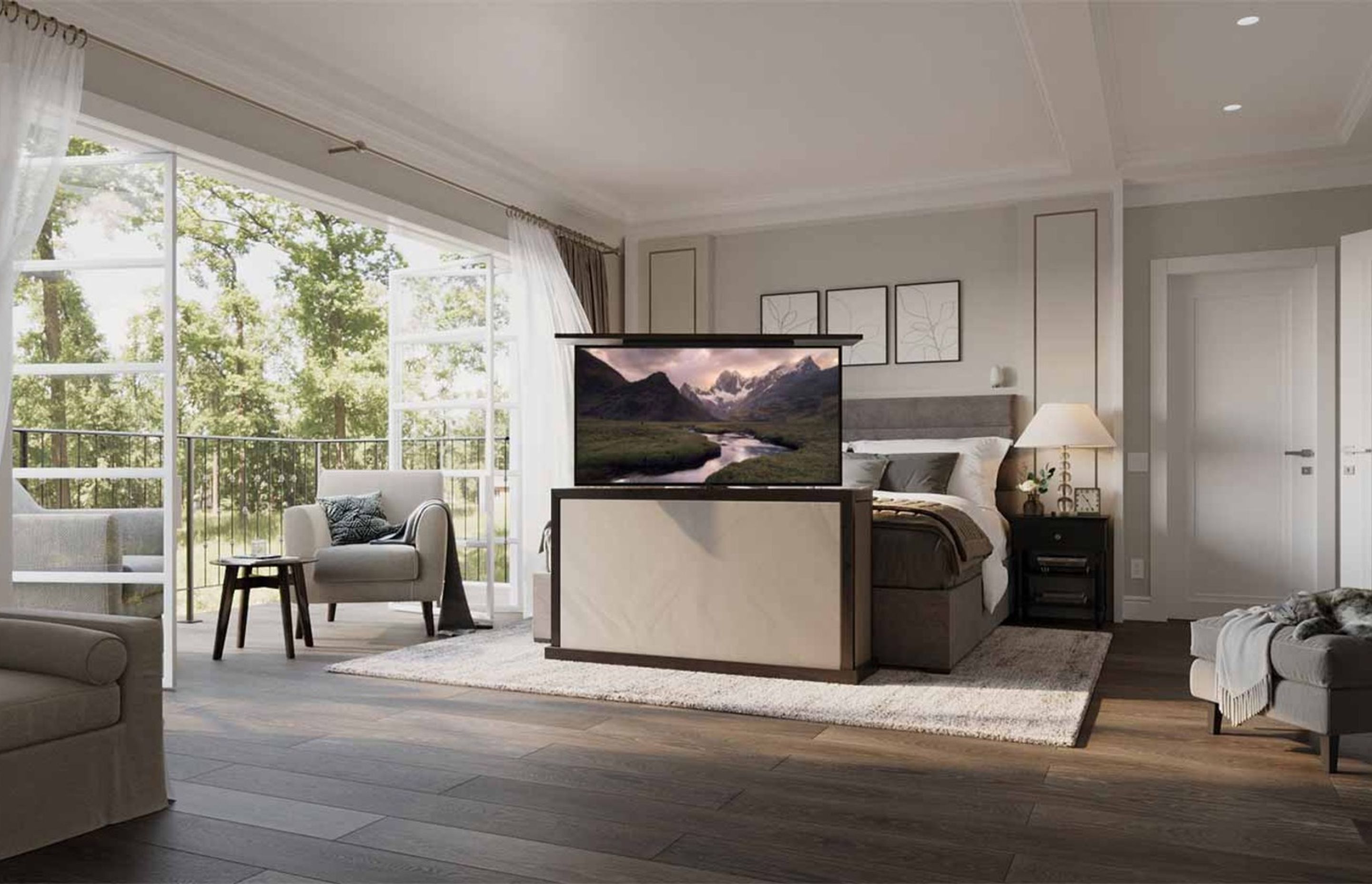 Solutions like the Nexus 21 Hidden TV Lift & Motorised Swivel are an elegant way to conceal your electronics.