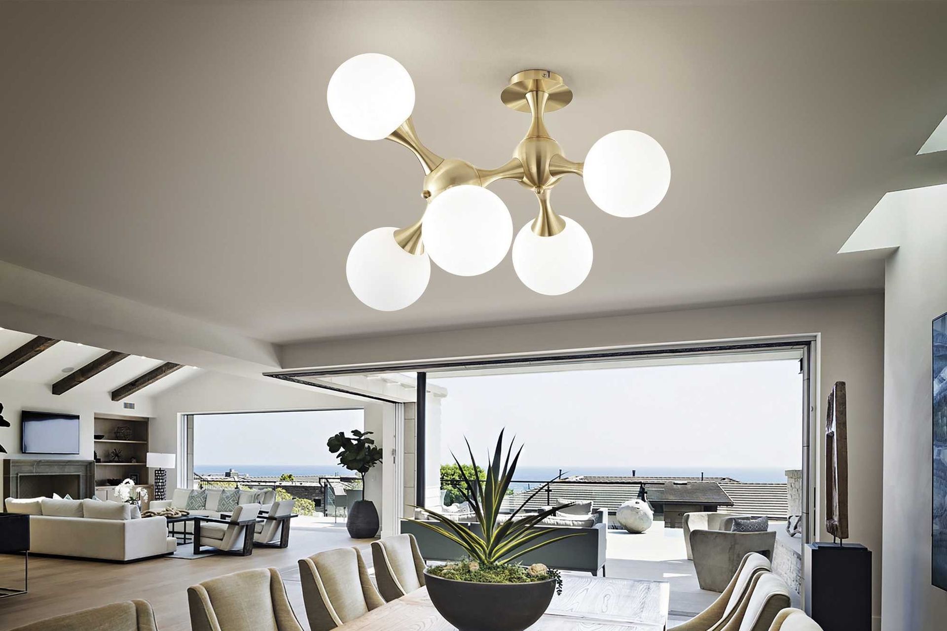 The Nodi Ceiling Light makes a stunning feature light in this open and airy space.