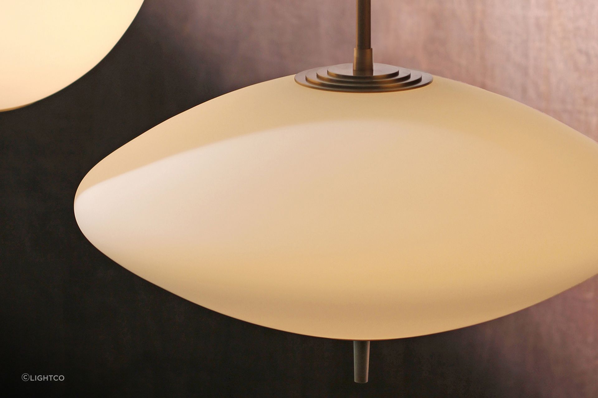The exquisite, art deco inspired detailing of the Nova Wide Pendant Light by LightCo.