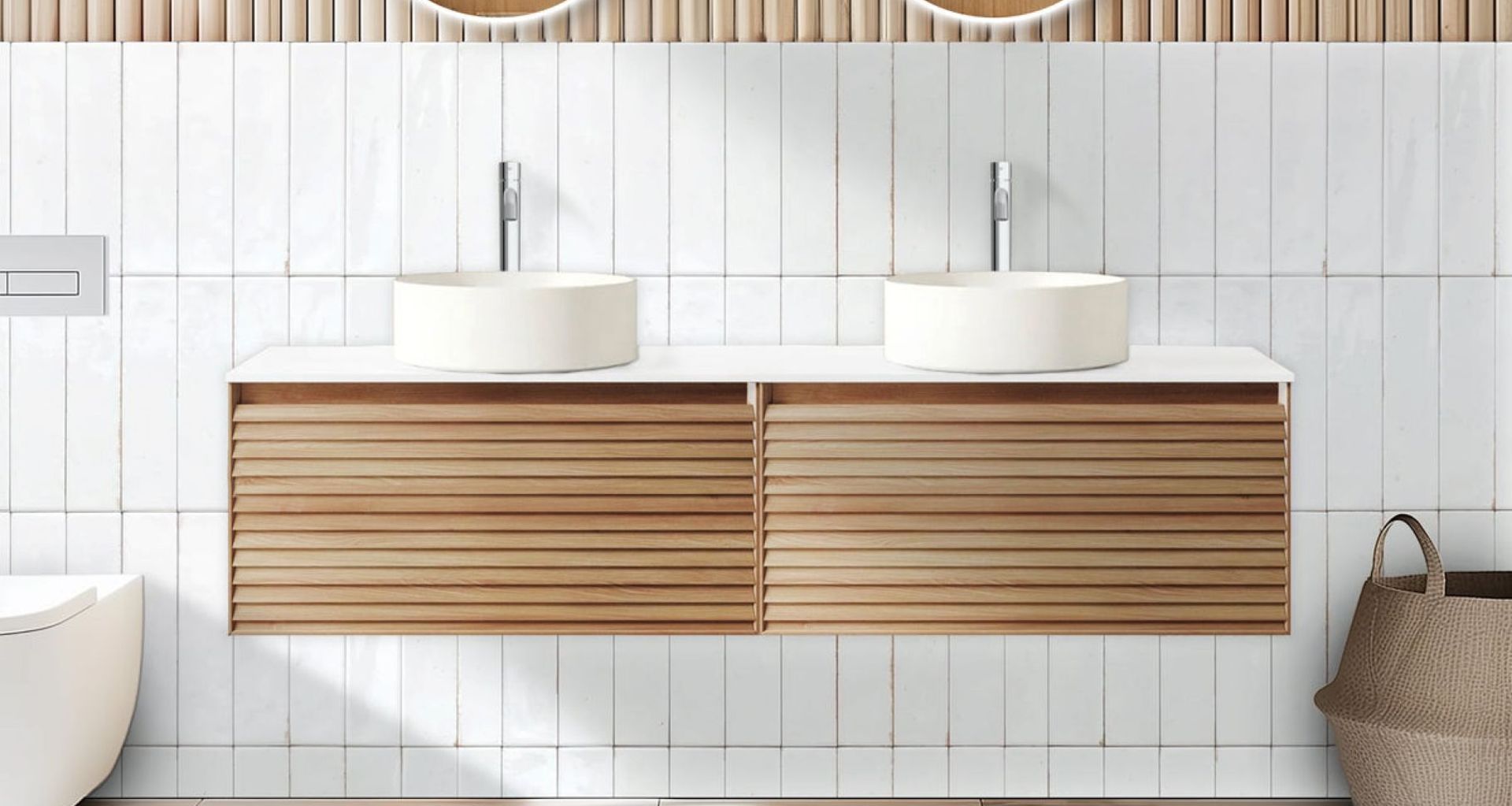 Orio Hamilton Double Bowl 1490mm Acacia Wood Vanity from Austpek.