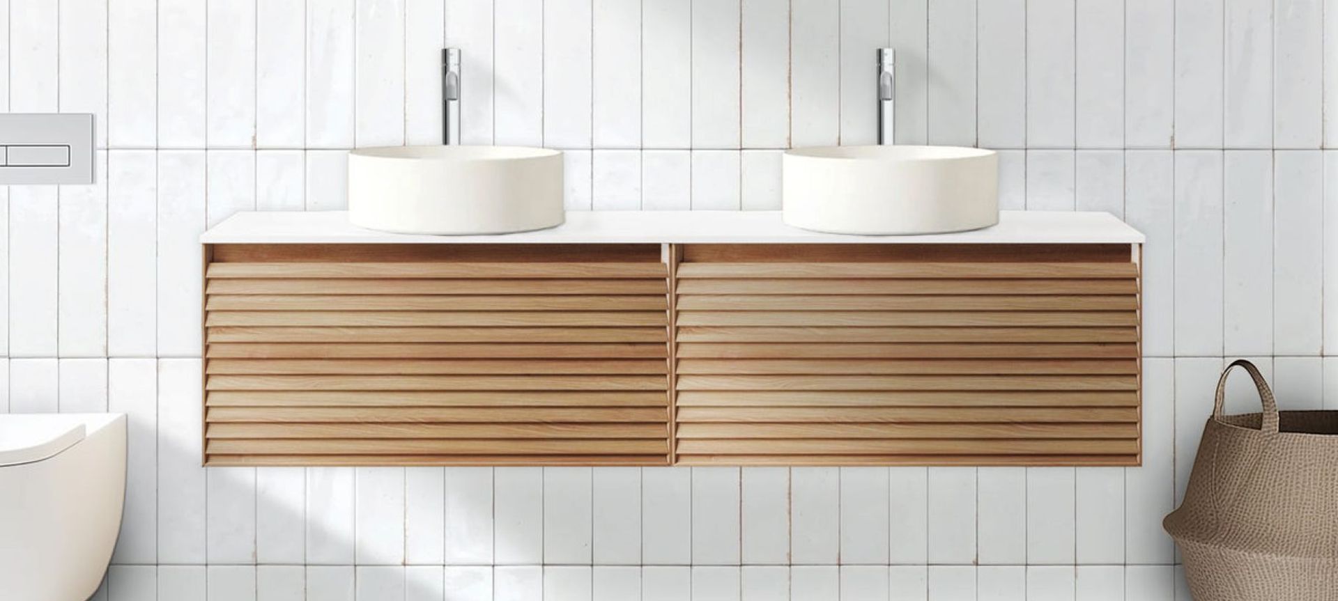 Orio Hamilton Double Bowl 1490mm Acacia Wood Vanity from Austpek.