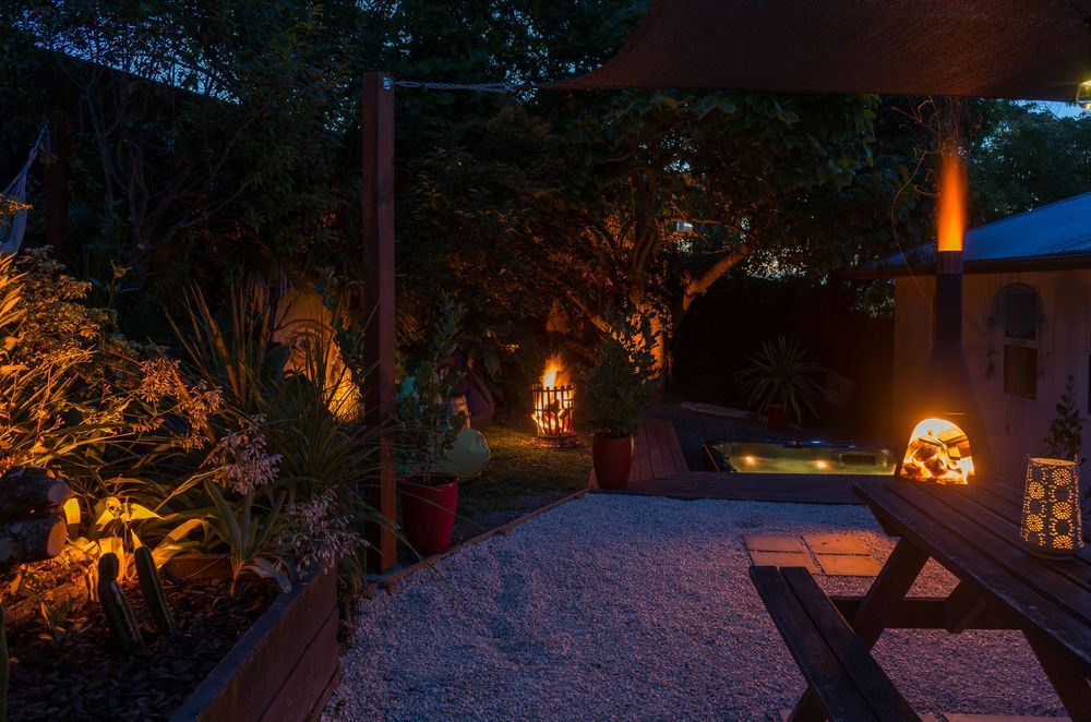 Amber lighting looks warm and attractive and has the added benefit of reducing insect attraction after dark.