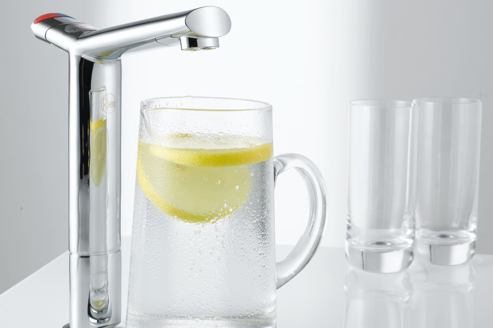 The Rheem On-Tap provides clean filtered water with 5 Micron filter.