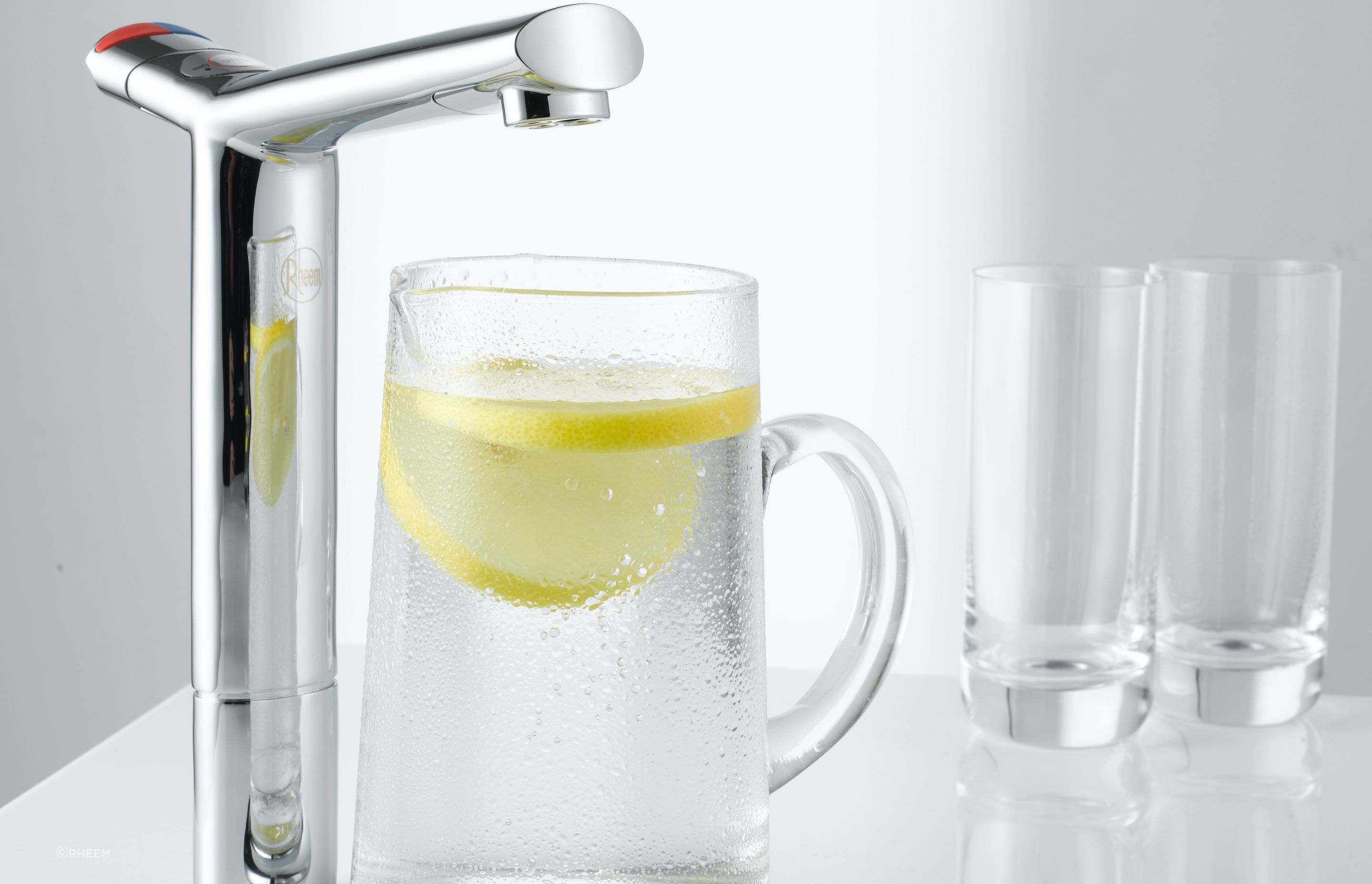 The Rheem On-Tap provides clean filtered water with 5 Micron filter.
